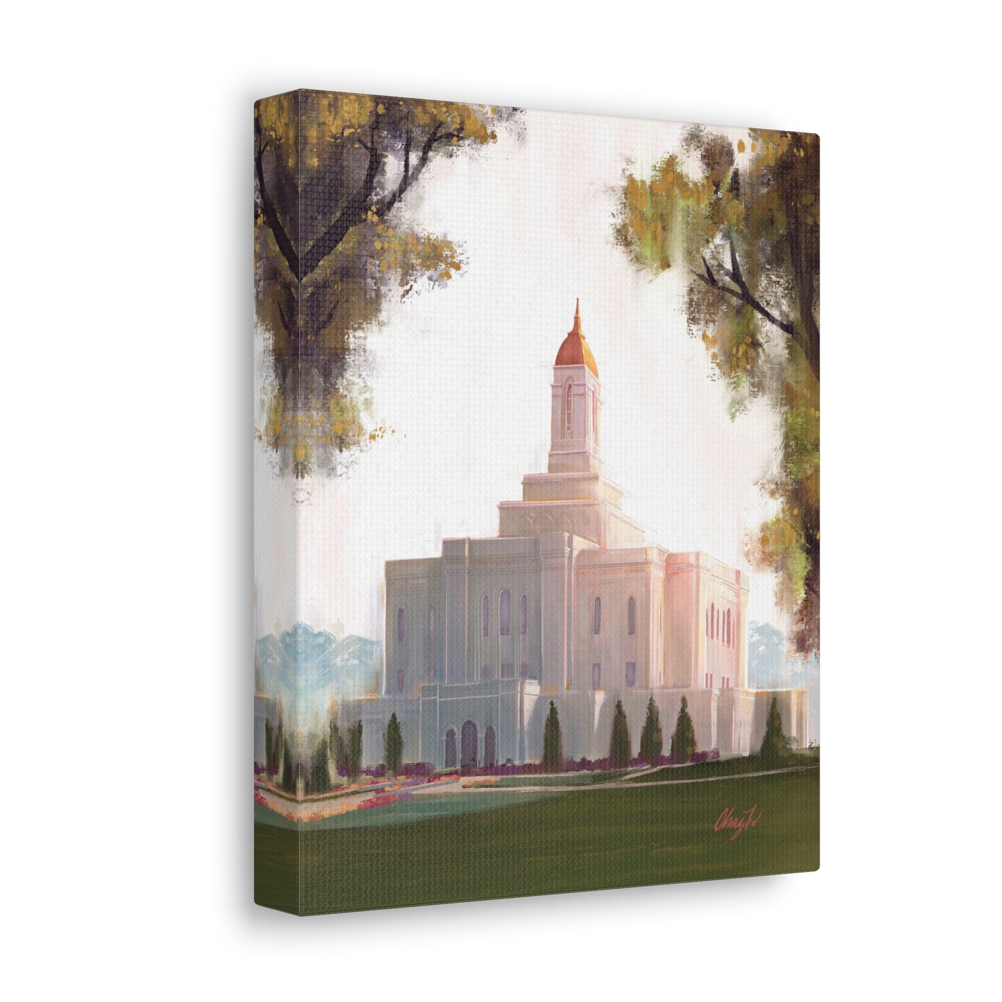 Canvas Gallery Wrap, Deseret Peak Temple-Golden, by Chaz Walgamott