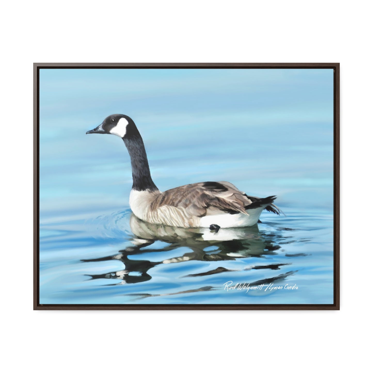 Stretched Canvas Print in Wood Frame, Canada Goose on Stansbury Lake , by Rod Walgamott