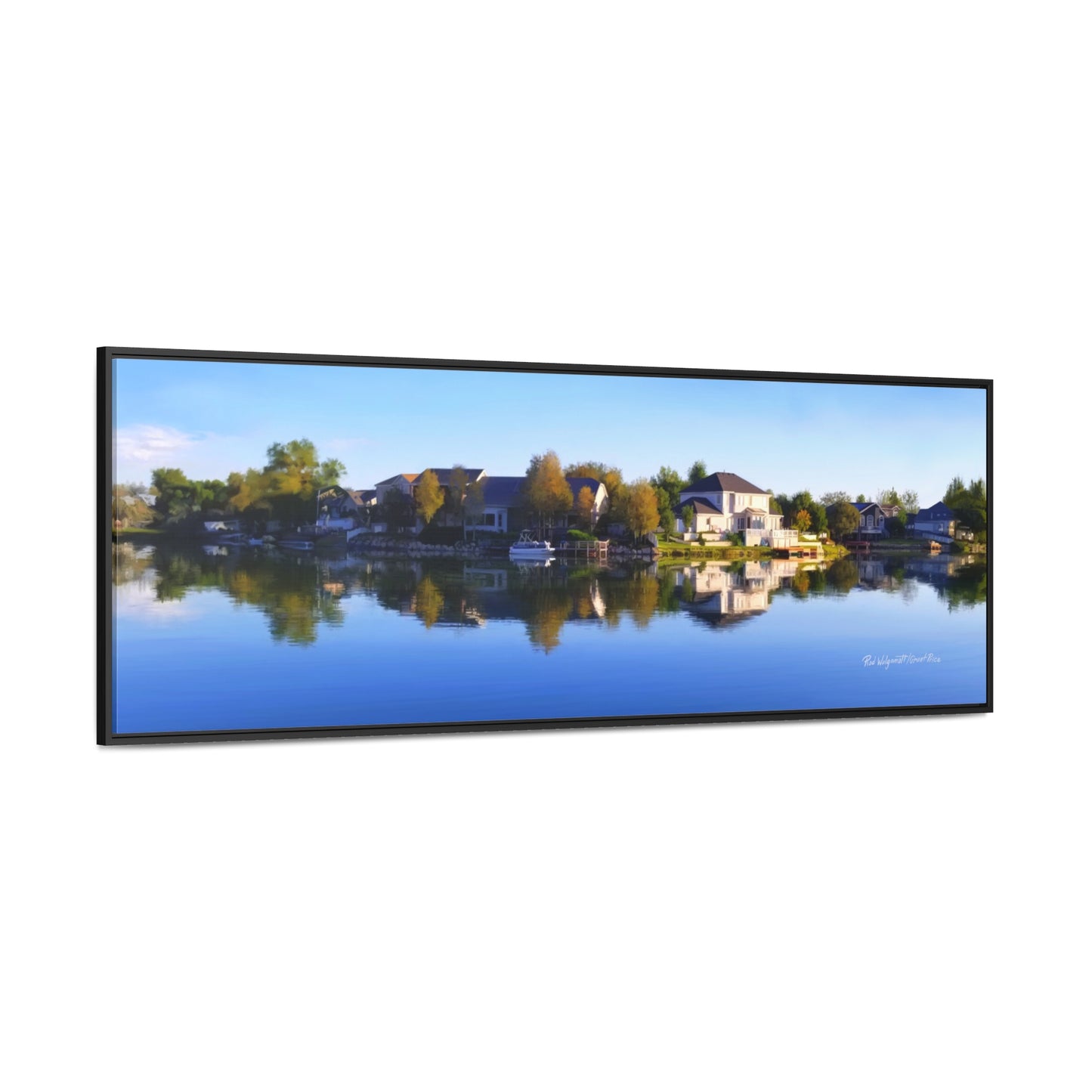 Stretched Canvas Wrap in Wood Frame, Blue Sky Reflection on Stansbury Lake, by Rod Walgamott