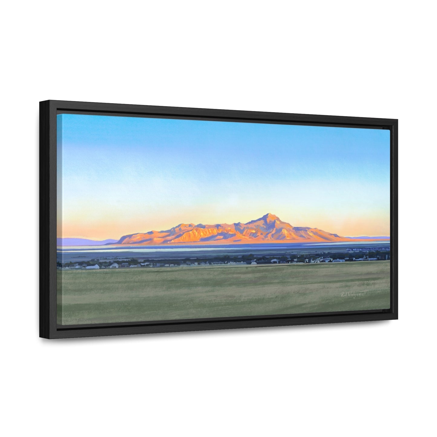 Framed Canvas Print, Stansbury Island Sunrise , by Rod Walgamott