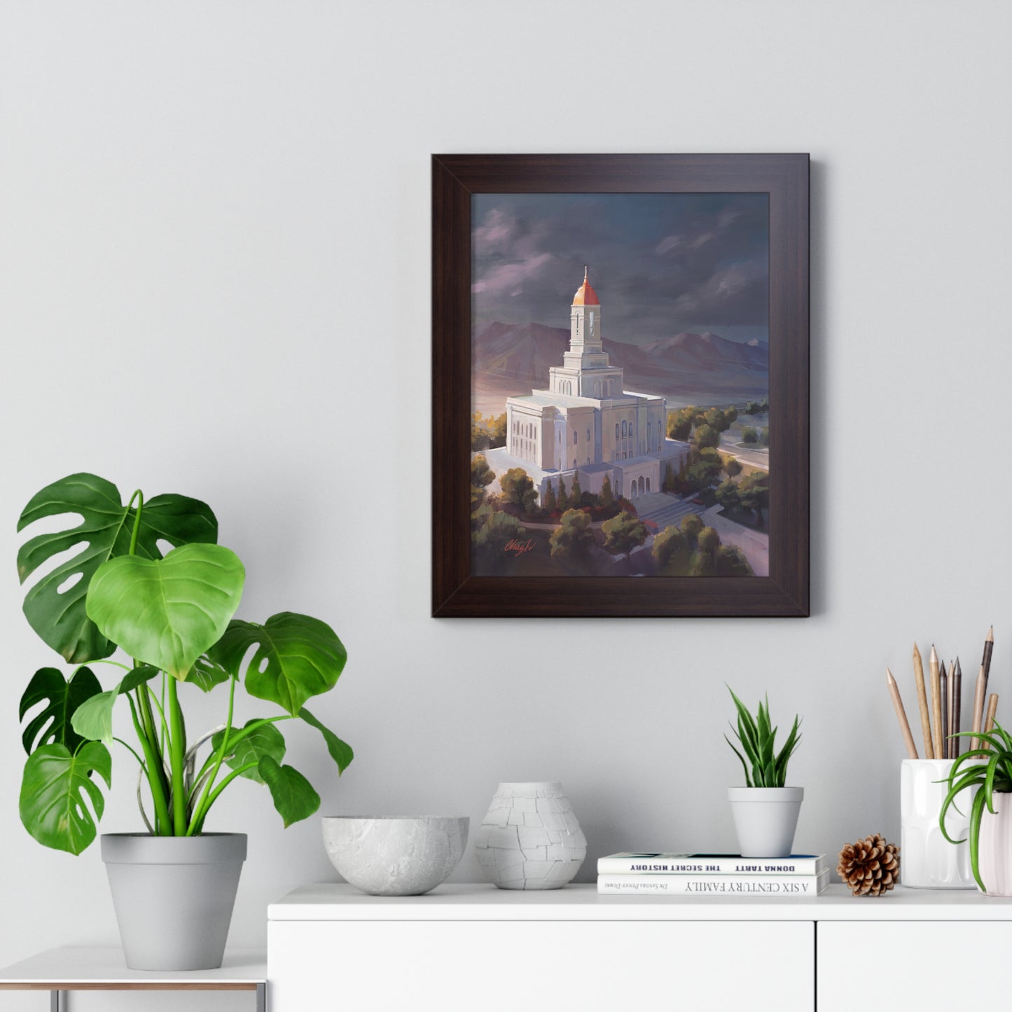 Framed Matte Print, Deseret Peak Temple--After the Storm, by Chaz Walgamott