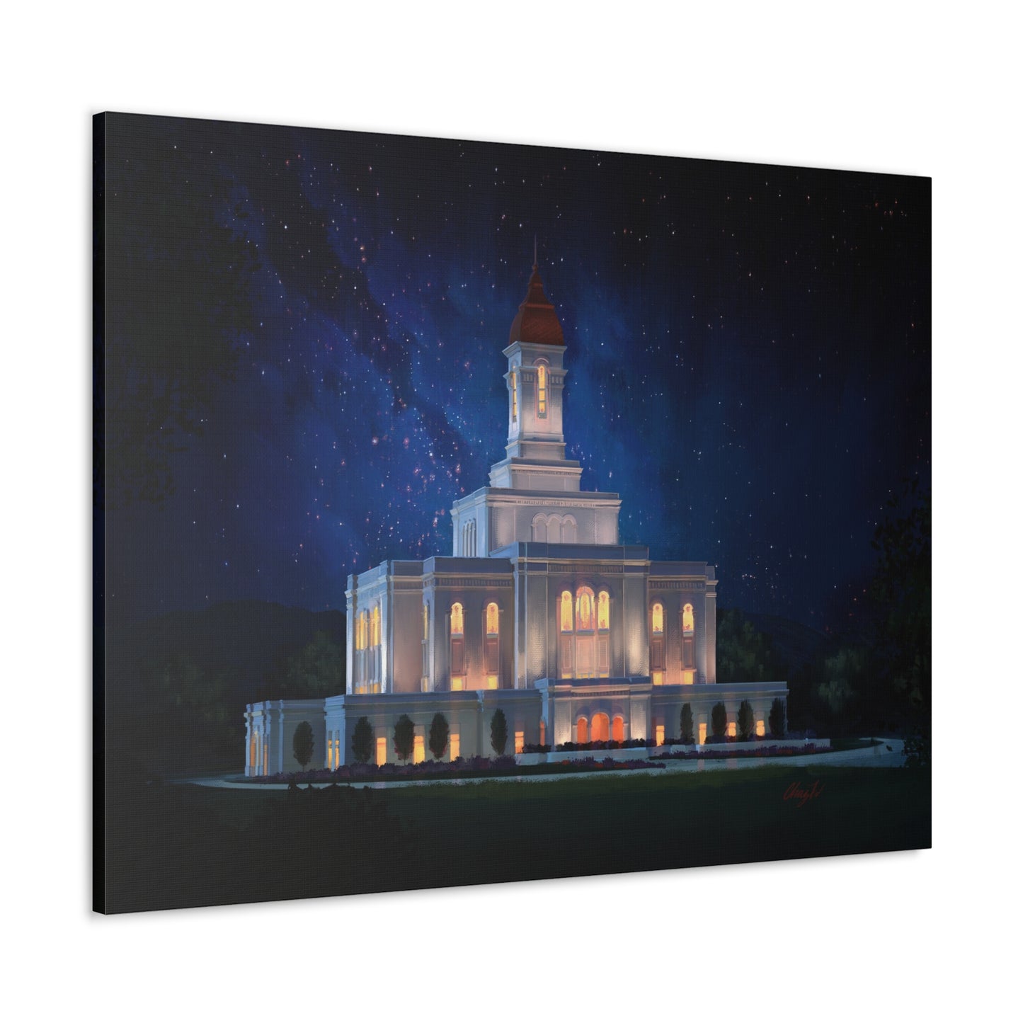 Canvas Gallery Wrap--Deseret Peak Temple--Night Sky, by Chaz Walgamott