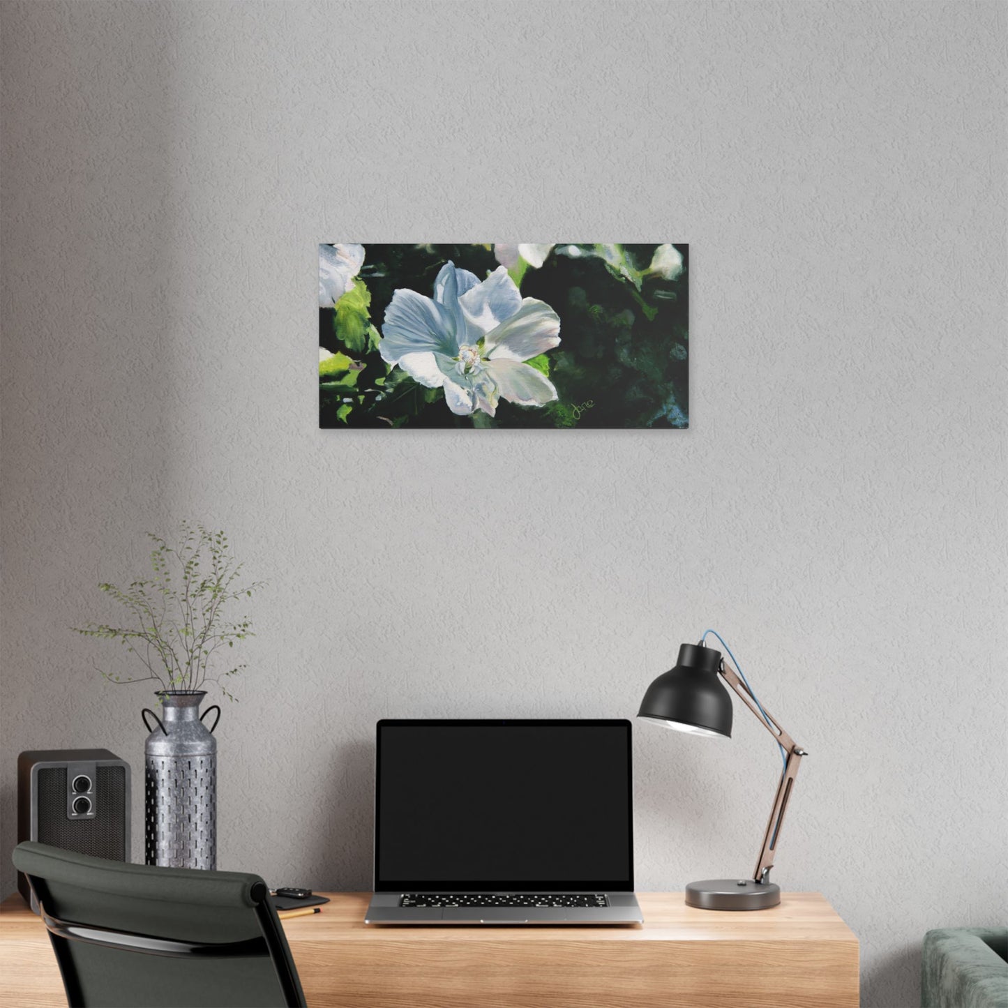 Classic Stretched Canvas, White Rose of Sharon by Jane Autry