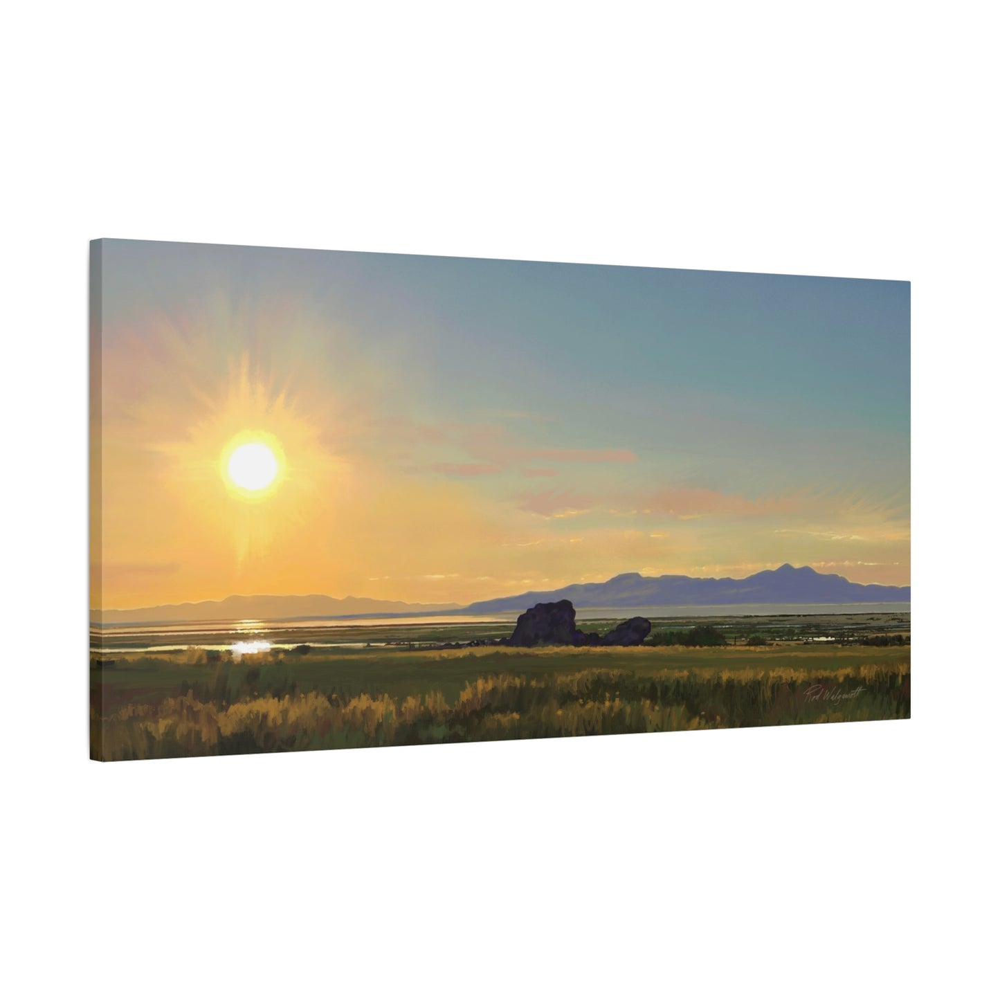 Adobe Rock Sunset, by Rod Walgamott-Canvas Gallery Wrap