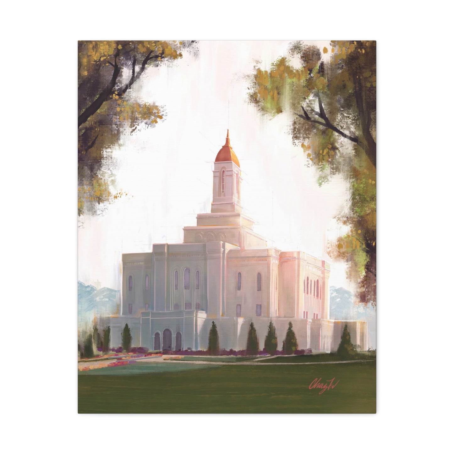 Canvas Gallery Wrap, Deseret Peak Temple-Golden, by Chaz Walgamott