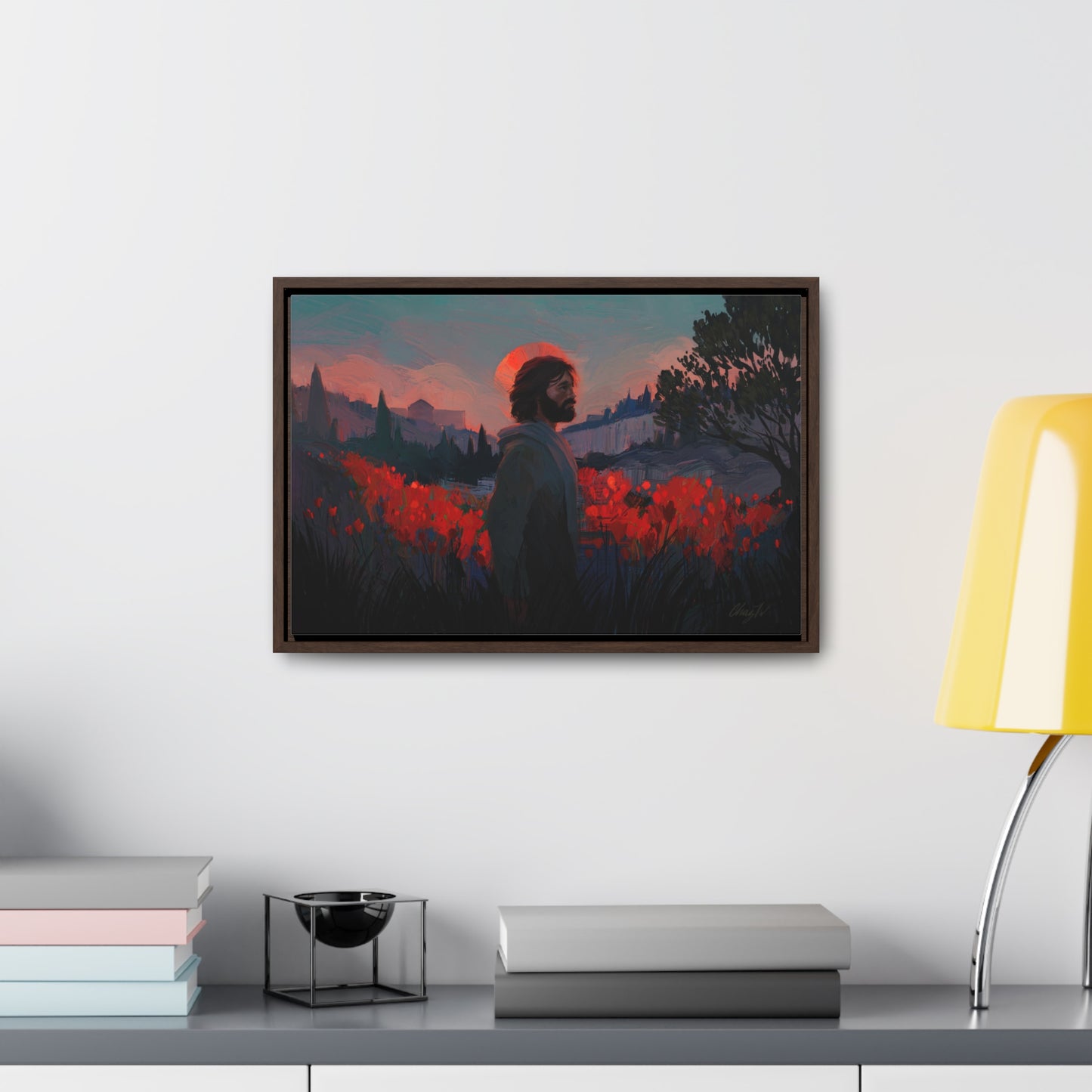 Stretched Canvas Print in Wood Frame, "Though as Scarlet" by Chaz Walgamott