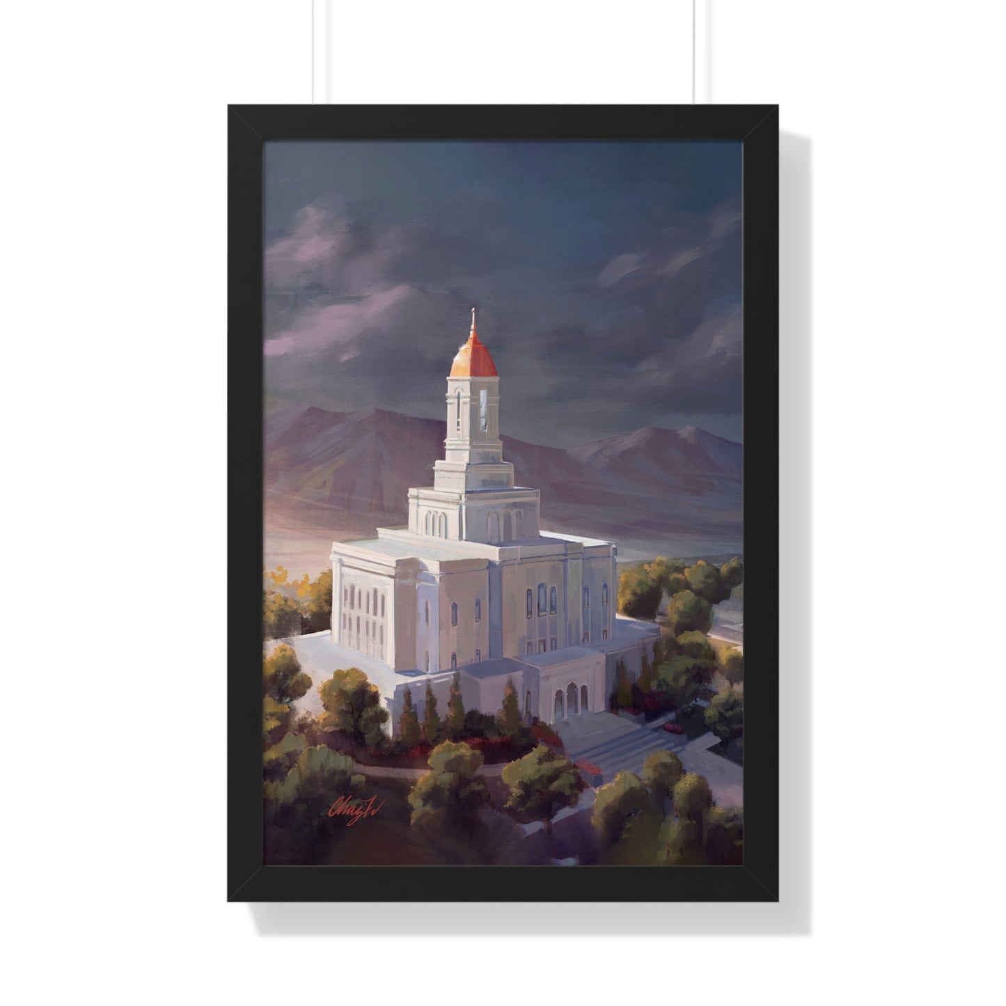 Framed Matte Print, Deseret Peak Temple--After the Storm, by Chaz Walgamott