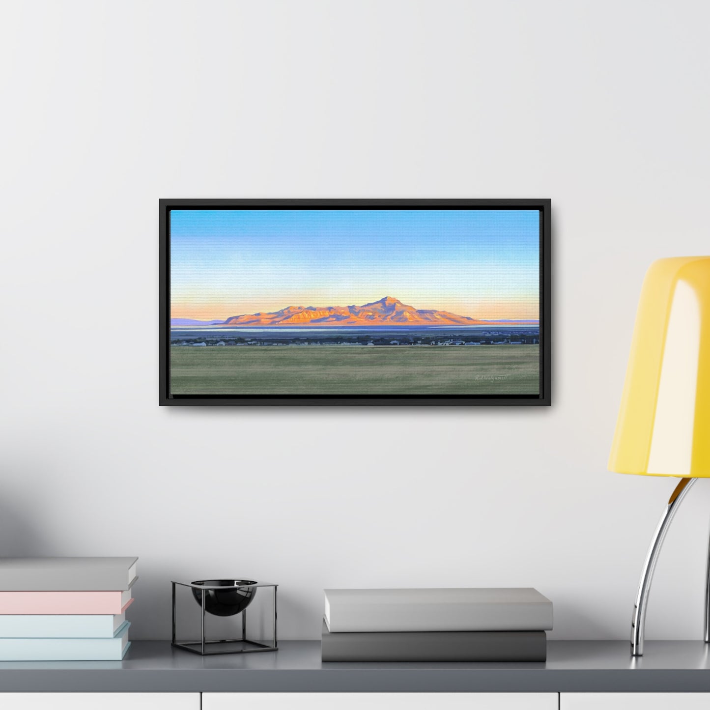 Framed Canvas Print, Stansbury Island Sunrise , by Rod Walgamott