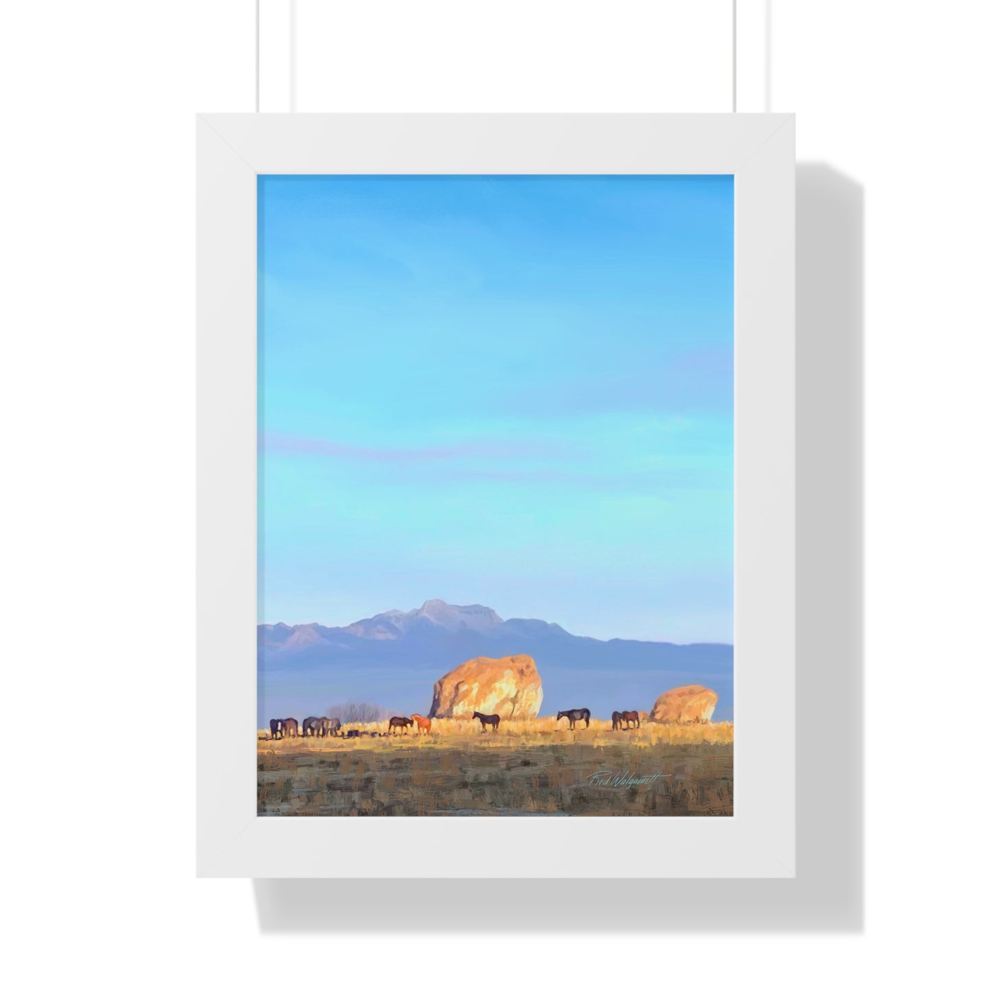 Framed Matte Print, Horses at Adobe Rock, by Rod Walgamott