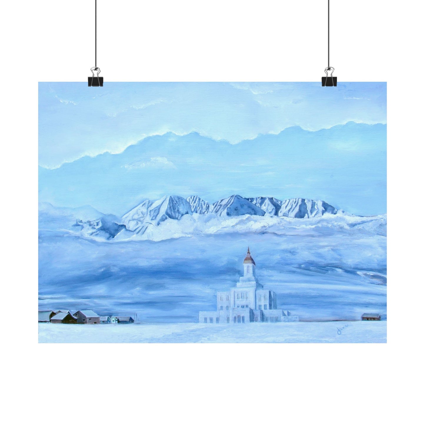Premium Matte Print, Deseret Peak Temple--Hope in the Bleak of Winter, by Jane Autry