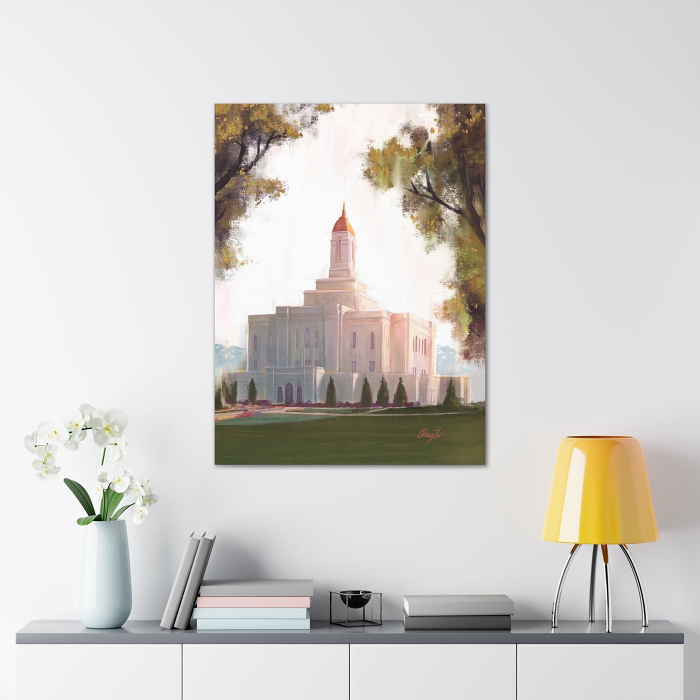 Canvas Gallery Wrap, Deseret Peak Temple-Golden, by Chaz Walgamott