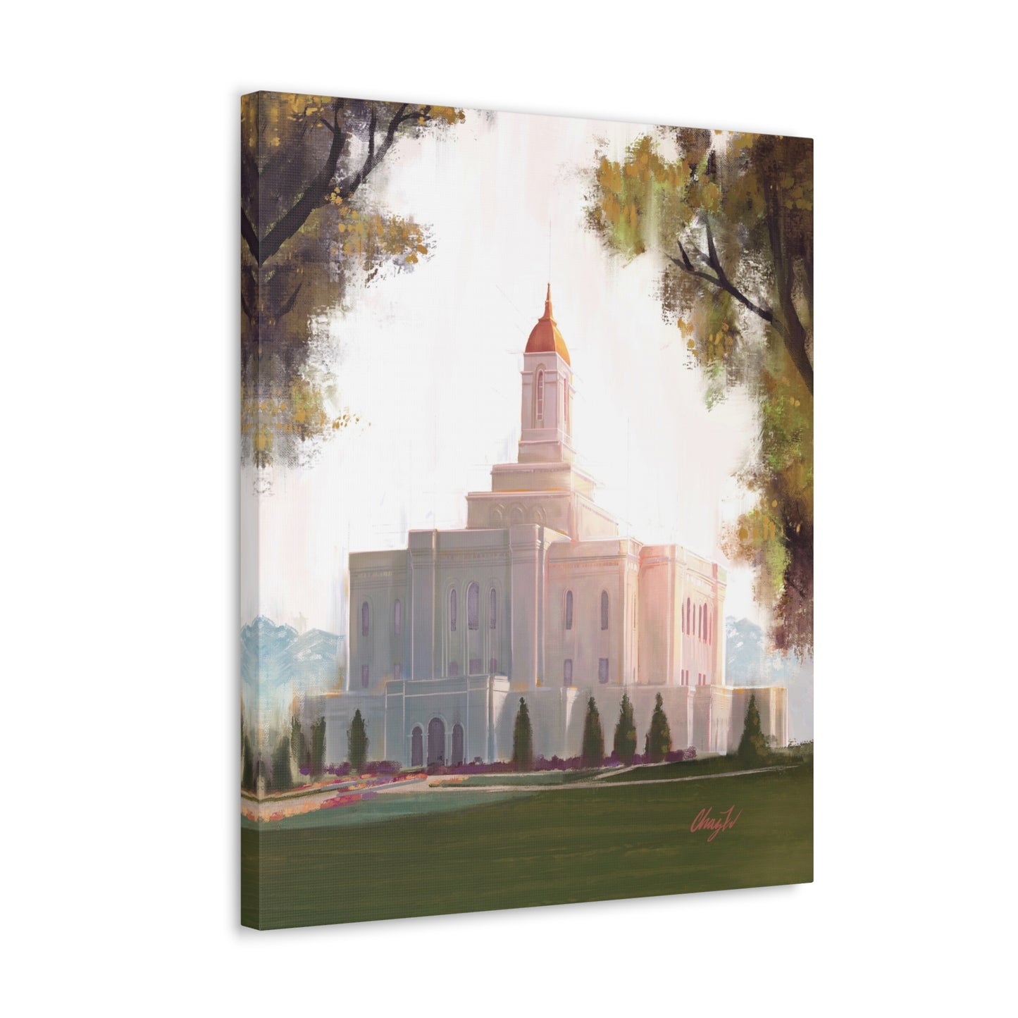 Canvas Gallery Wrap, Deseret Peak Temple-Golden, by Chaz Walgamott
