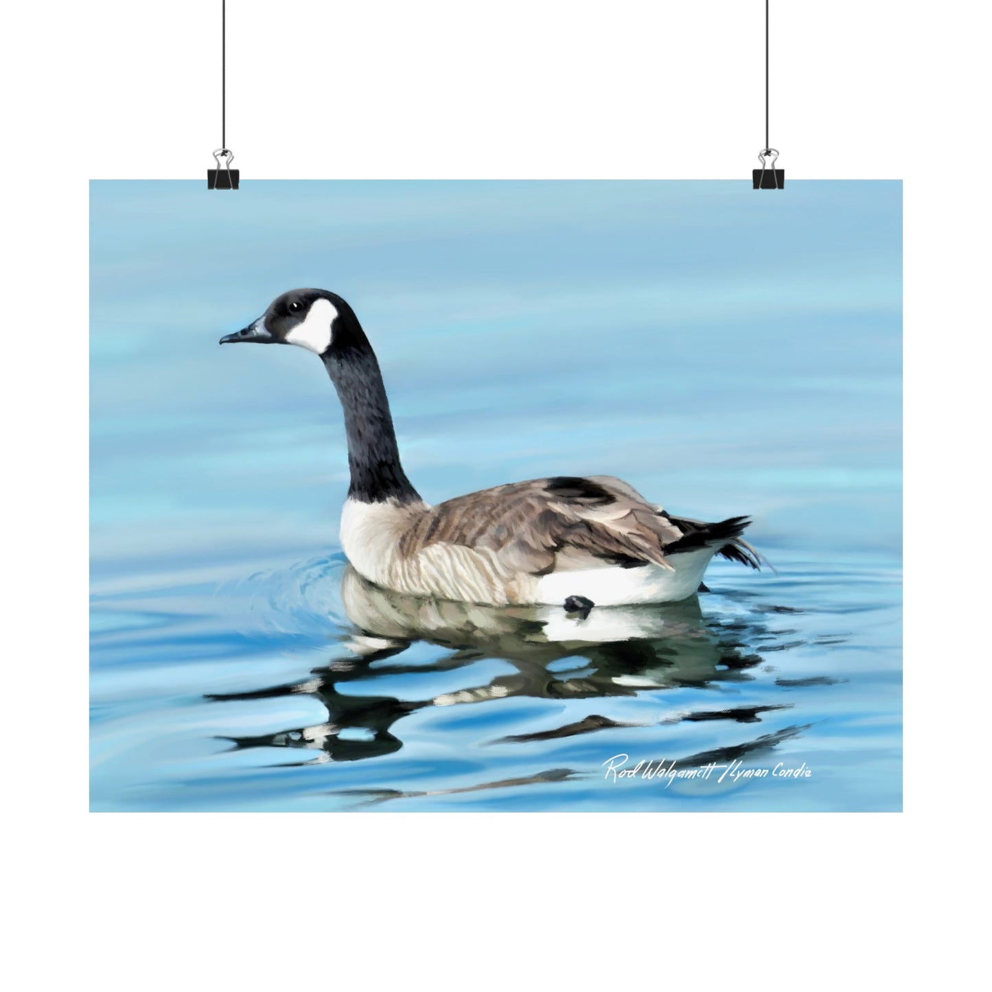 Premium Matte Print, Canada Goose on Stansbury Lake, by Rod Walgamott (Reference Photo by Lyman Condie)