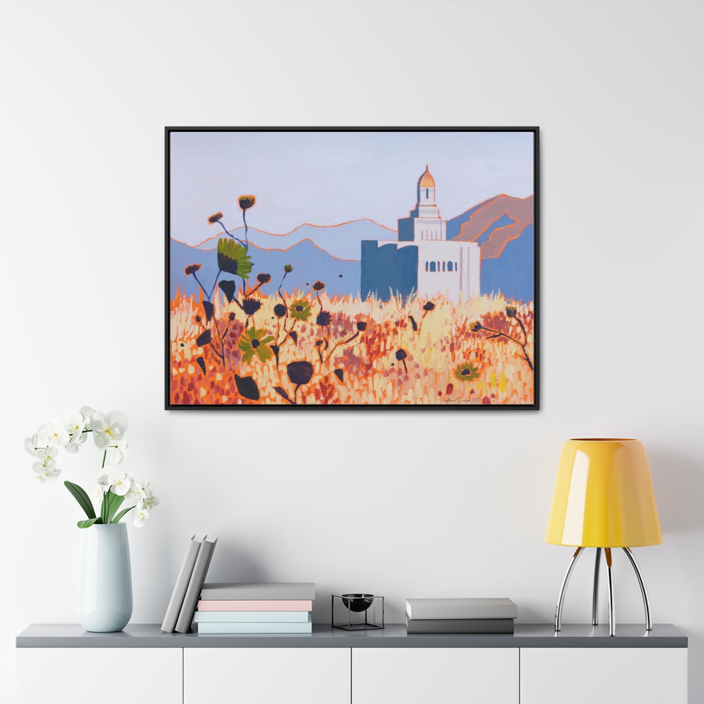 Stretched Canvas Print in Wood Frame--Deseret Peak Temple by Shellece Durfee