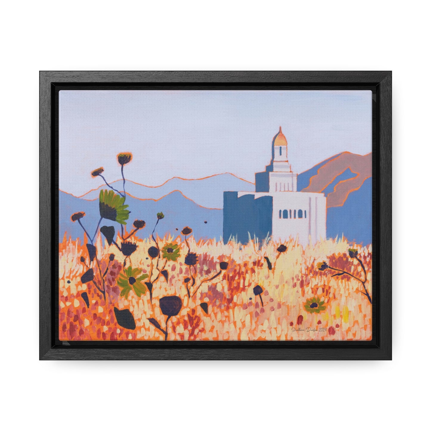 Stretched Canvas Print in Wood Frame--Deseret Peak Temple by Shellece Durfee