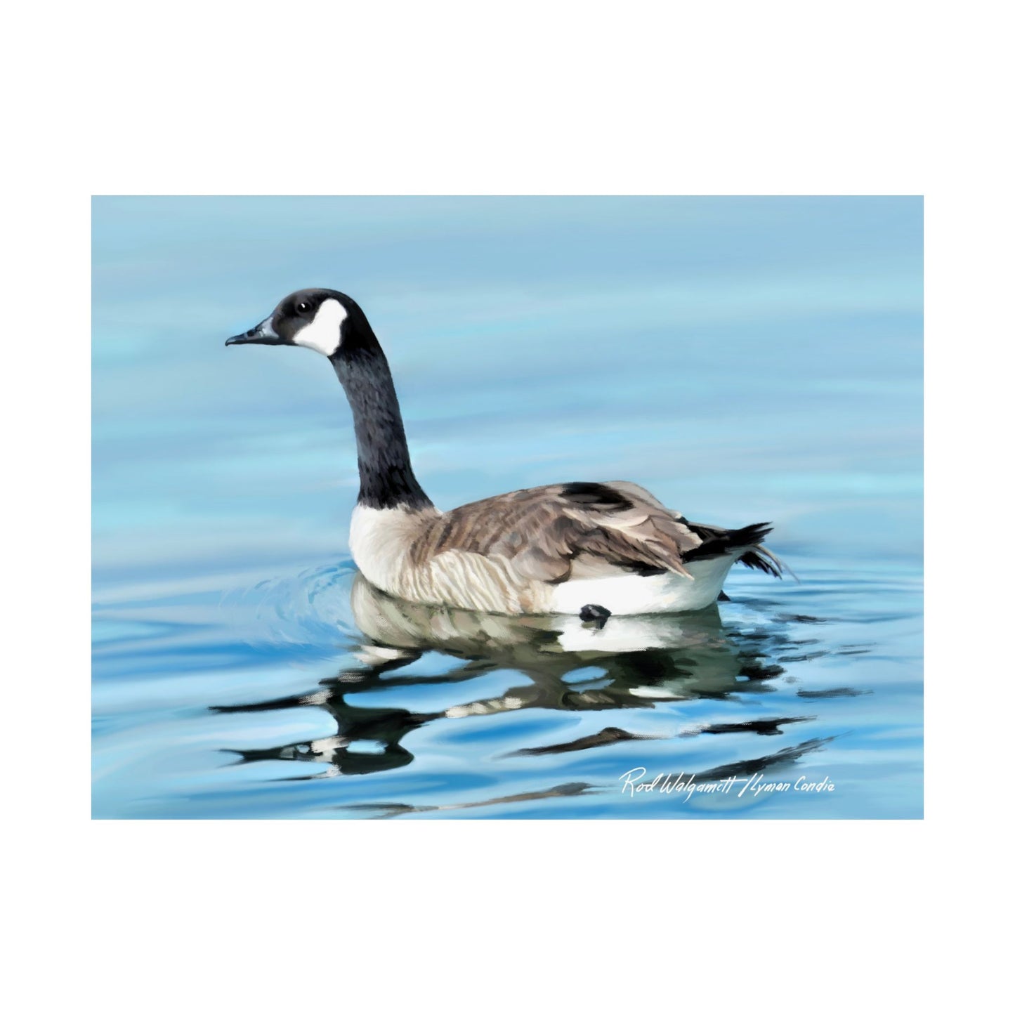 Premium Matte Print, Canada Goose on Stansbury Lake, by Rod Walgamott (Reference Photo by Lyman Condie)