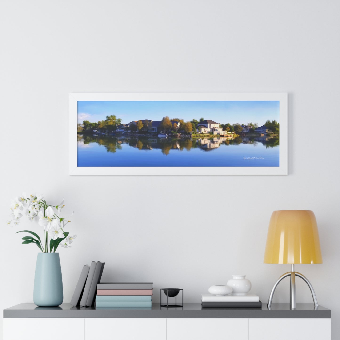 Framed Matte Print, Blue Sky Reflection on Stansbury Lake, by Rod Walgamott