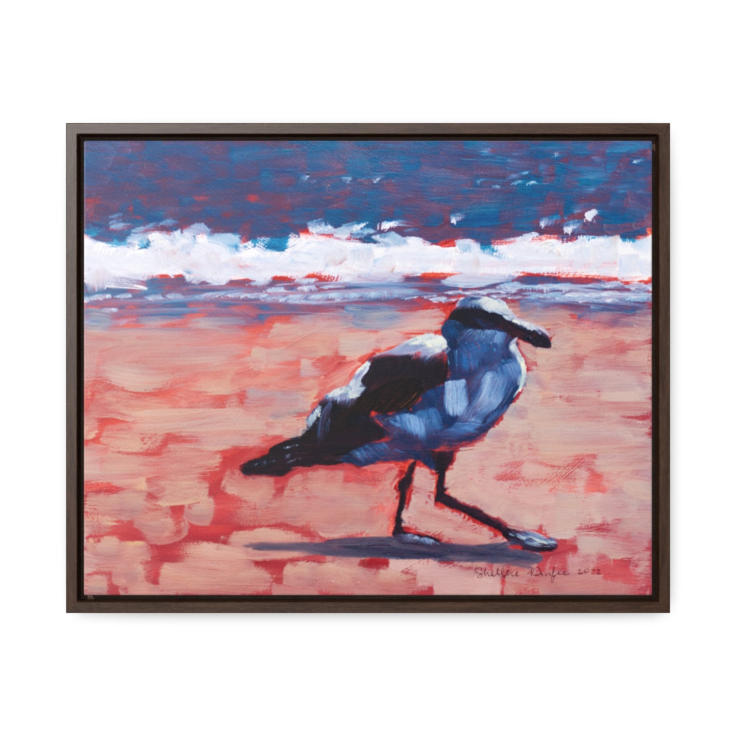 Stretched Canvas Print in Wood Frame, Seagull, by Shellece Durfee