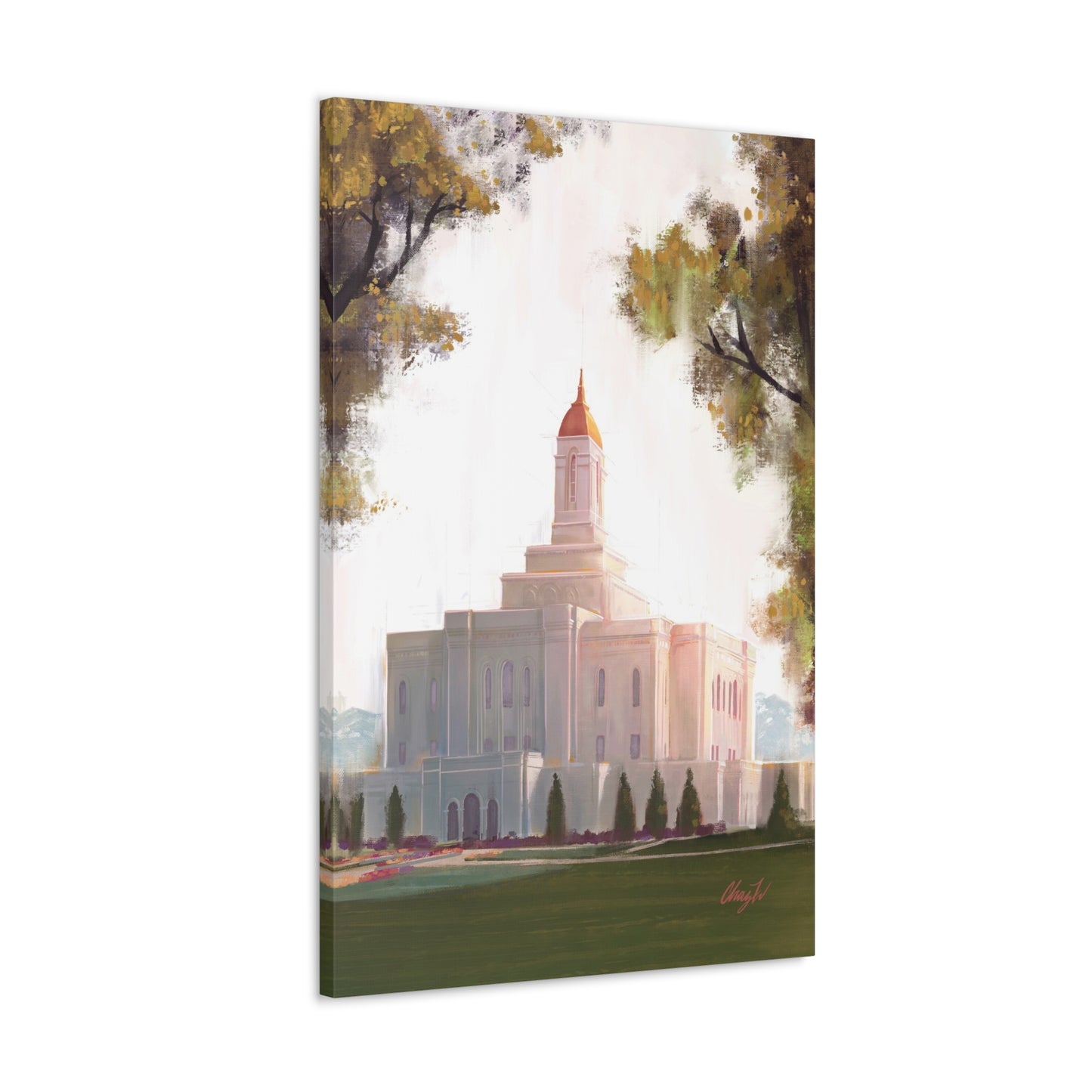 Canvas Gallery Wrap, Deseret Peak Temple-Golden, by Chaz Walgamott