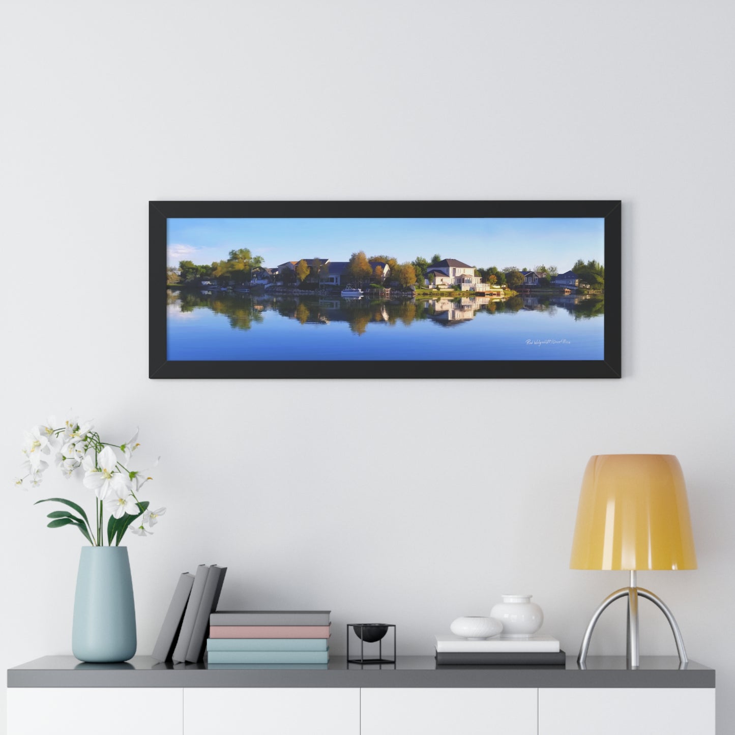 Framed Matte Print, Blue Sky Reflection on Stansbury Lake, by Rod Walgamott
