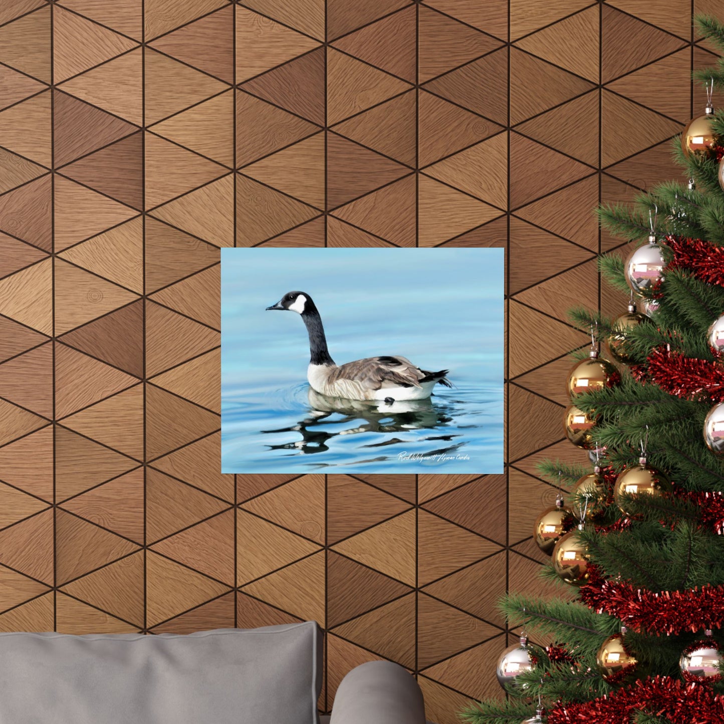 Premium Matte Print, Canada Goose on Stansbury Lake, by Rod Walgamott (Reference Photo by Lyman Condie)