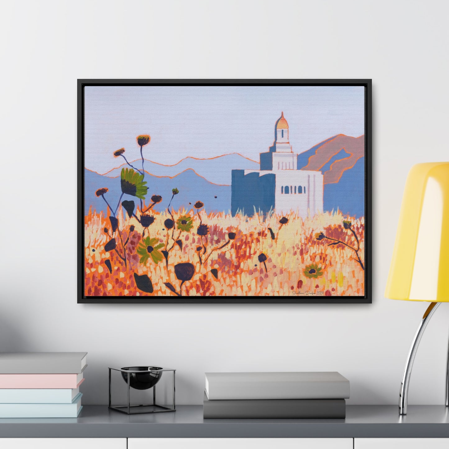 Stretched Canvas Print in Wood Frame--Deseret Peak Temple by Shellece Durfee
