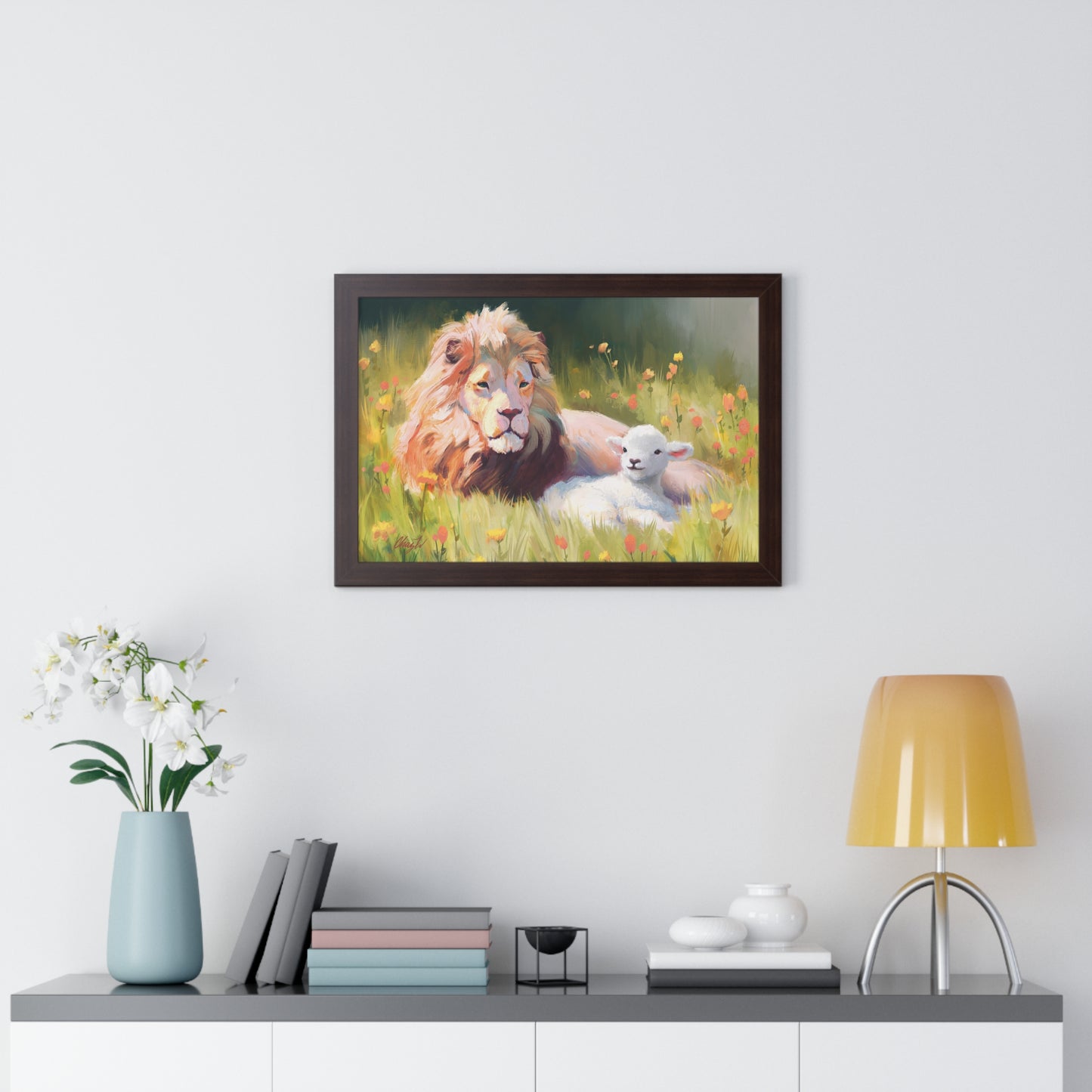 Framed Matte Print, The Lamb and the Lion, by Chaz Walgamott