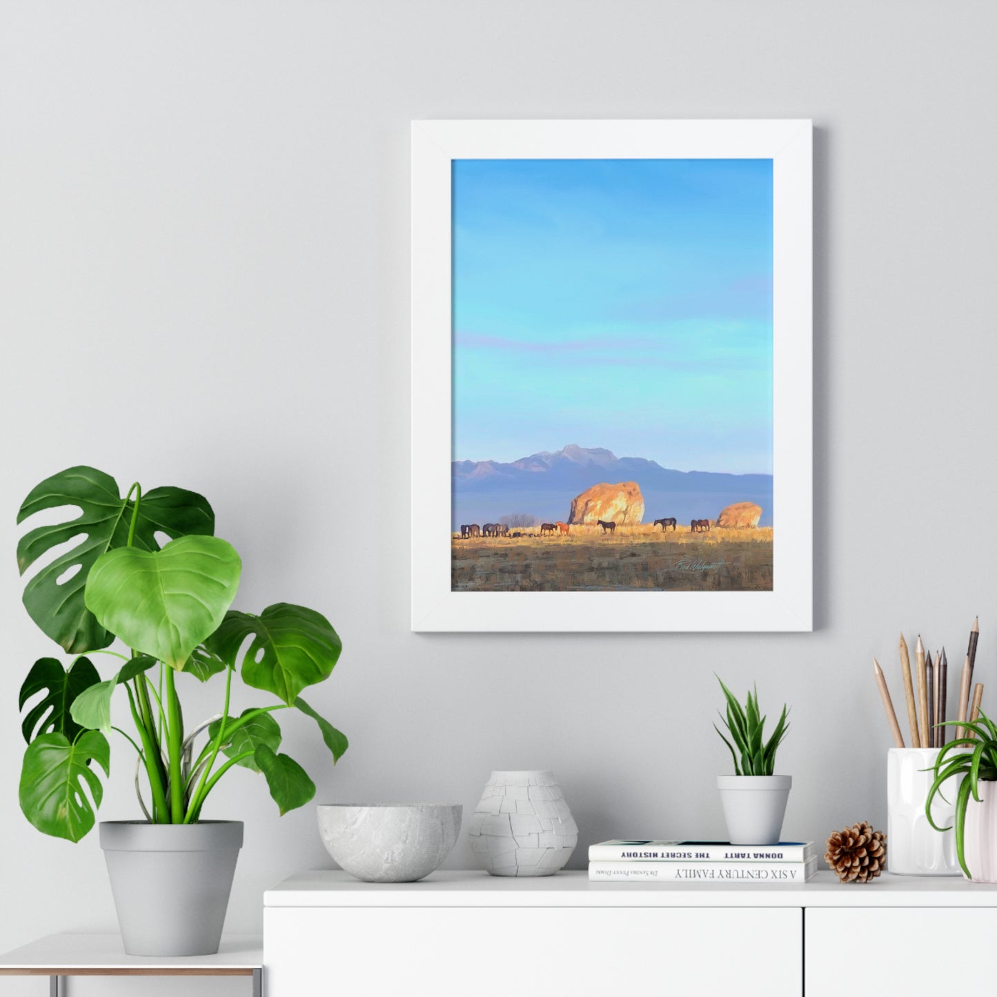 Framed Matte Print, Horses at Adobe Rock, by Rod Walgamott