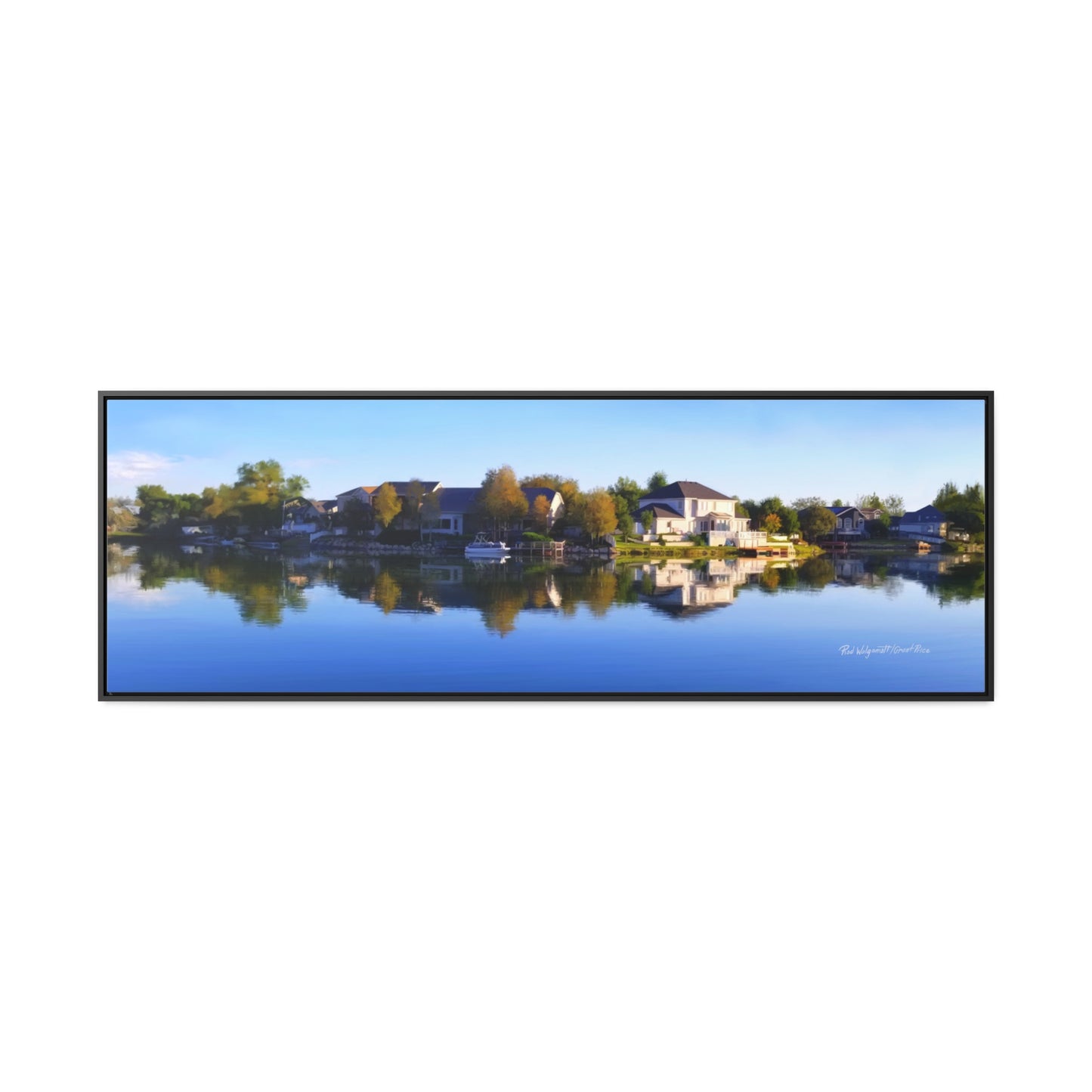 Stretched Canvas Wrap in Wood Frame, Blue Sky Reflection on Stansbury Lake, by Rod Walgamott
