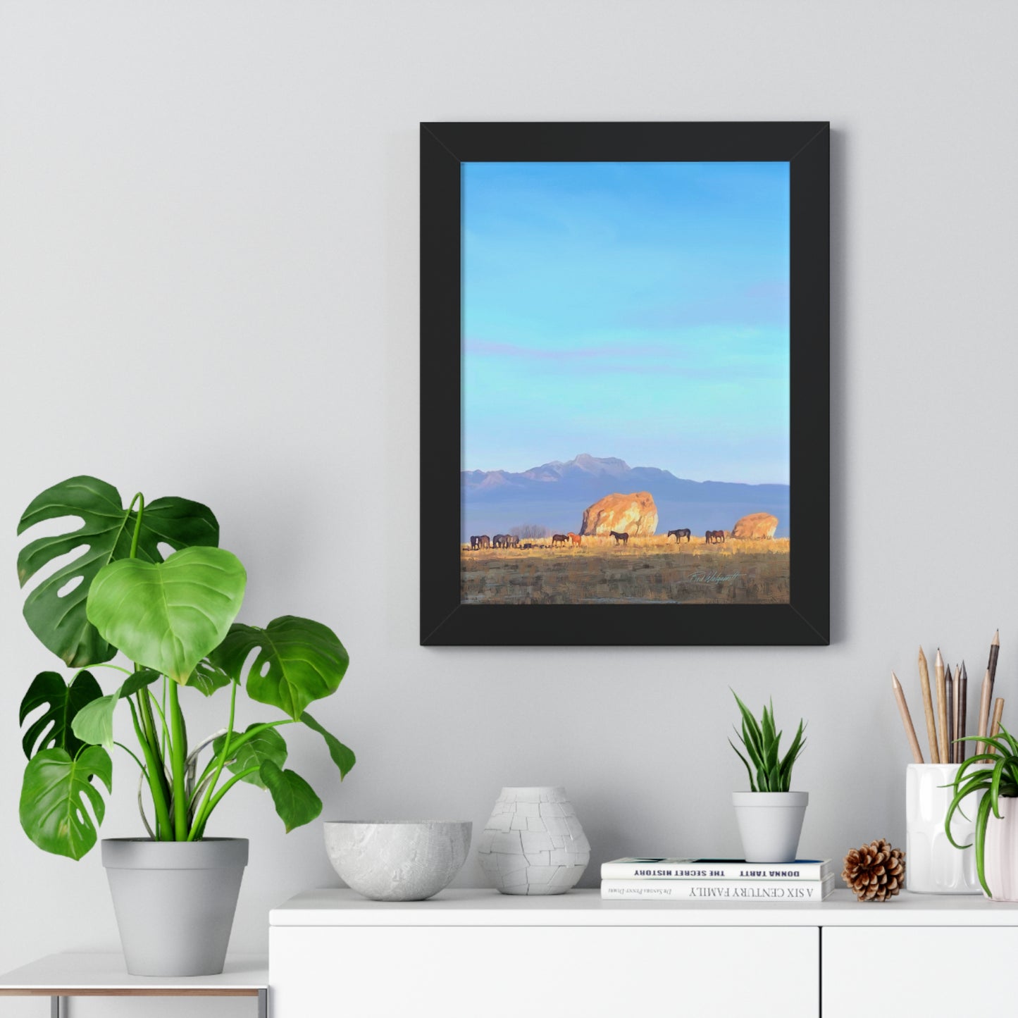 Framed Matte Print, Horses at Adobe Rock, by Rod Walgamott