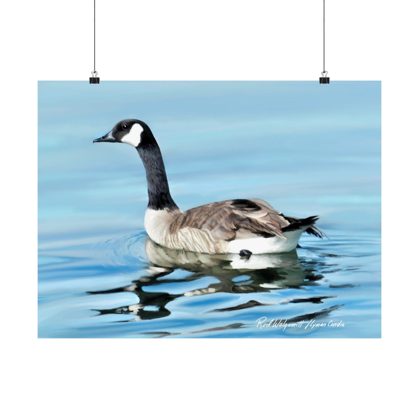 Premium Matte Print, Canada Goose on Stansbury Lake, by Rod Walgamott (Reference Photo by Lyman Condie)