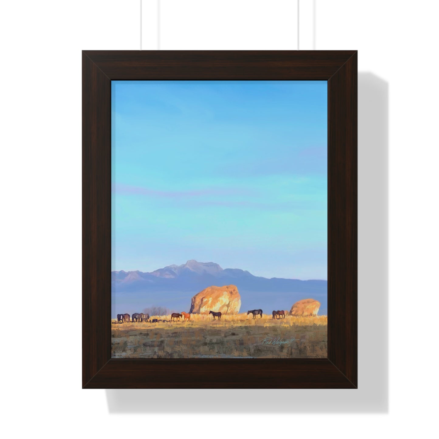 Framed Matte Print, Horses at Adobe Rock, by Rod Walgamott