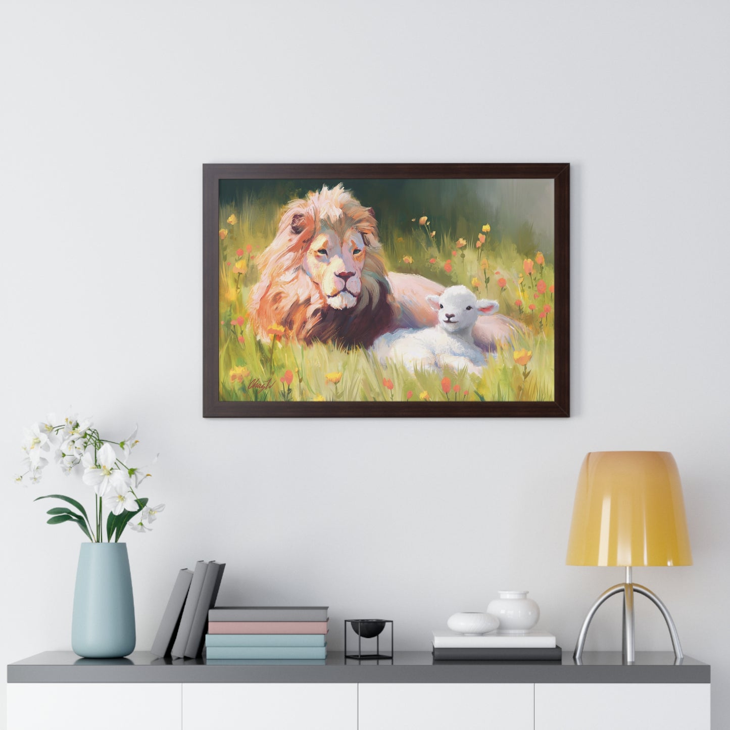 Framed Matte Print, The Lamb and the Lion, by Chaz Walgamott