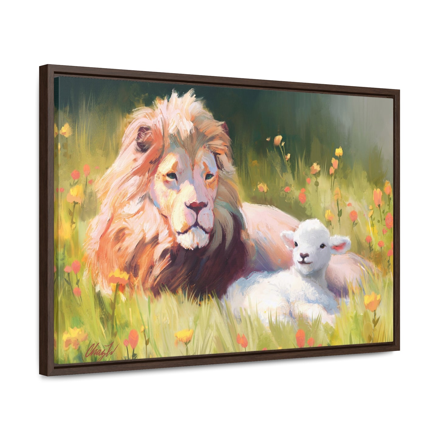 Stretched Canvas Print in Wood Frame, The Lamb and the Lion, by Chaz Walgamott