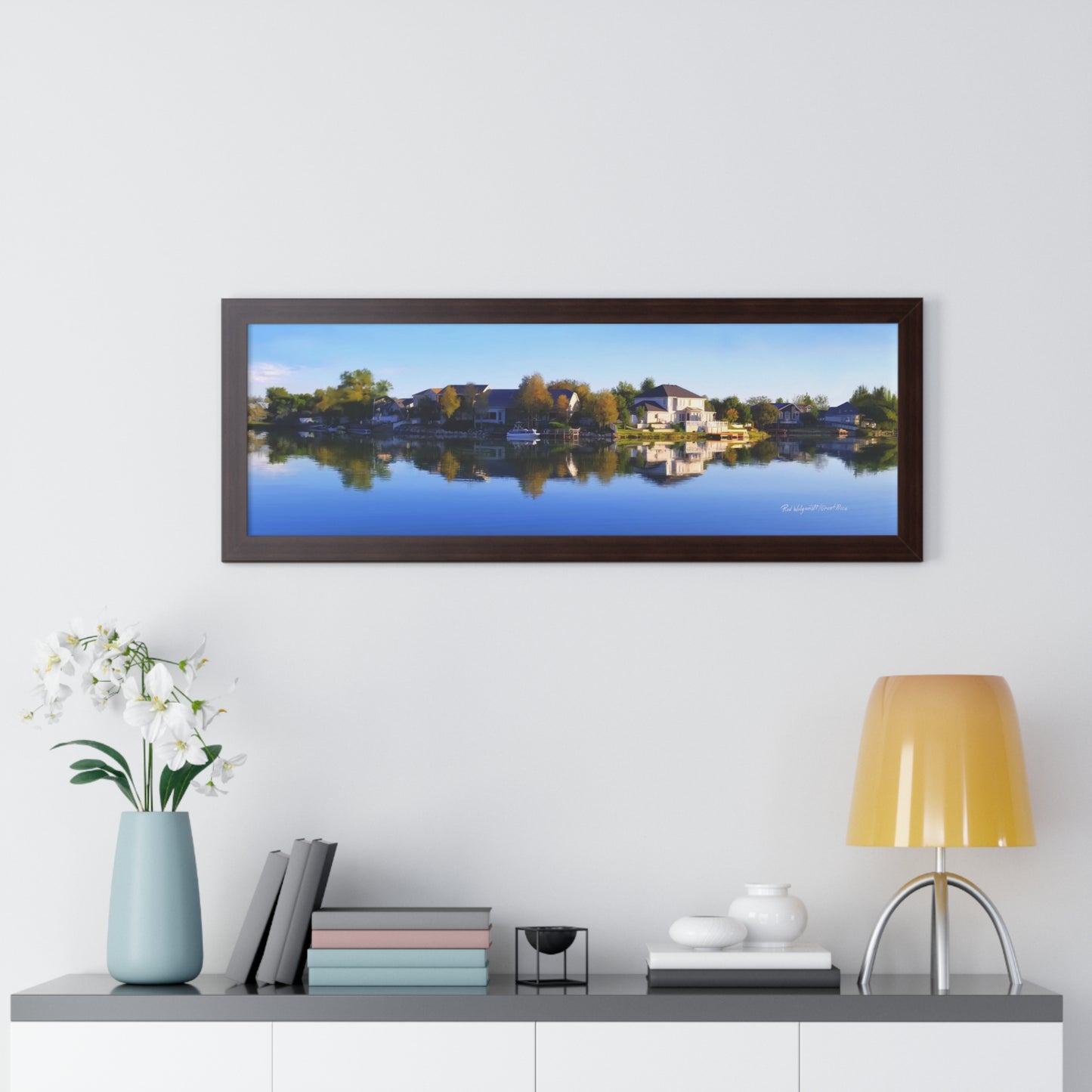Framed Matte Print, Blue Sky Reflection on Stansbury Lake, by Rod Walgamott
