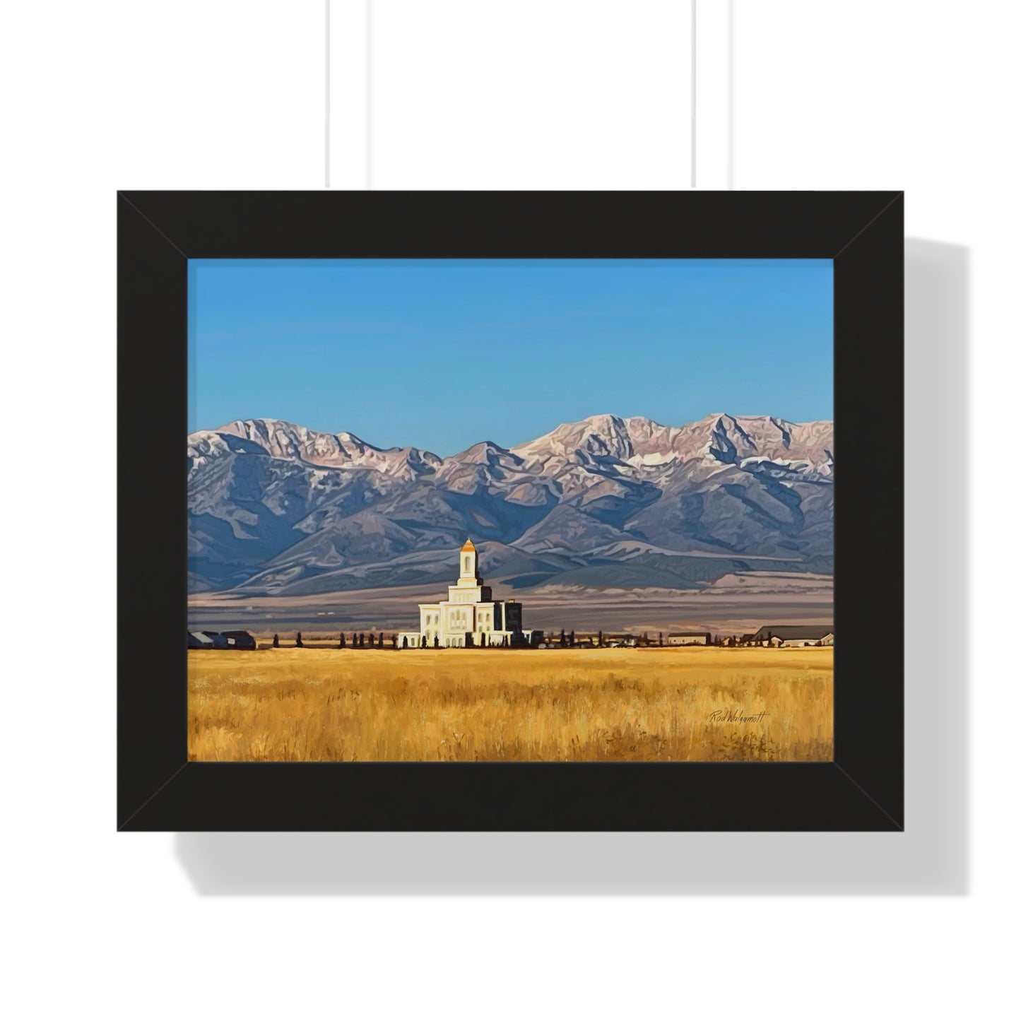 Premium Matte Print--Framed, Deseret Peak Temple and Deseret Peak, by Rod Walgamott
