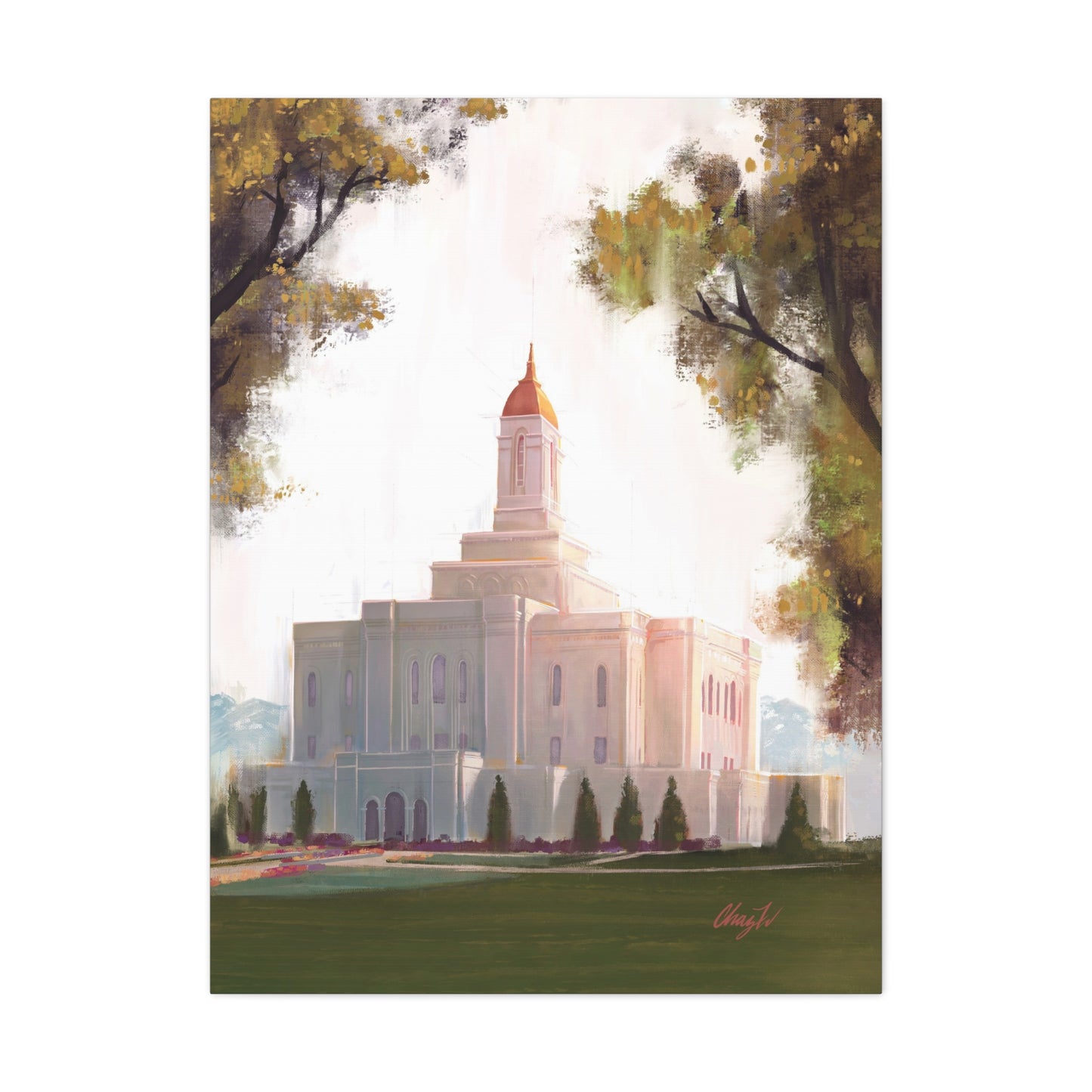 Canvas Gallery Wrap, Deseret Peak Temple-Golden, by Chaz Walgamott
