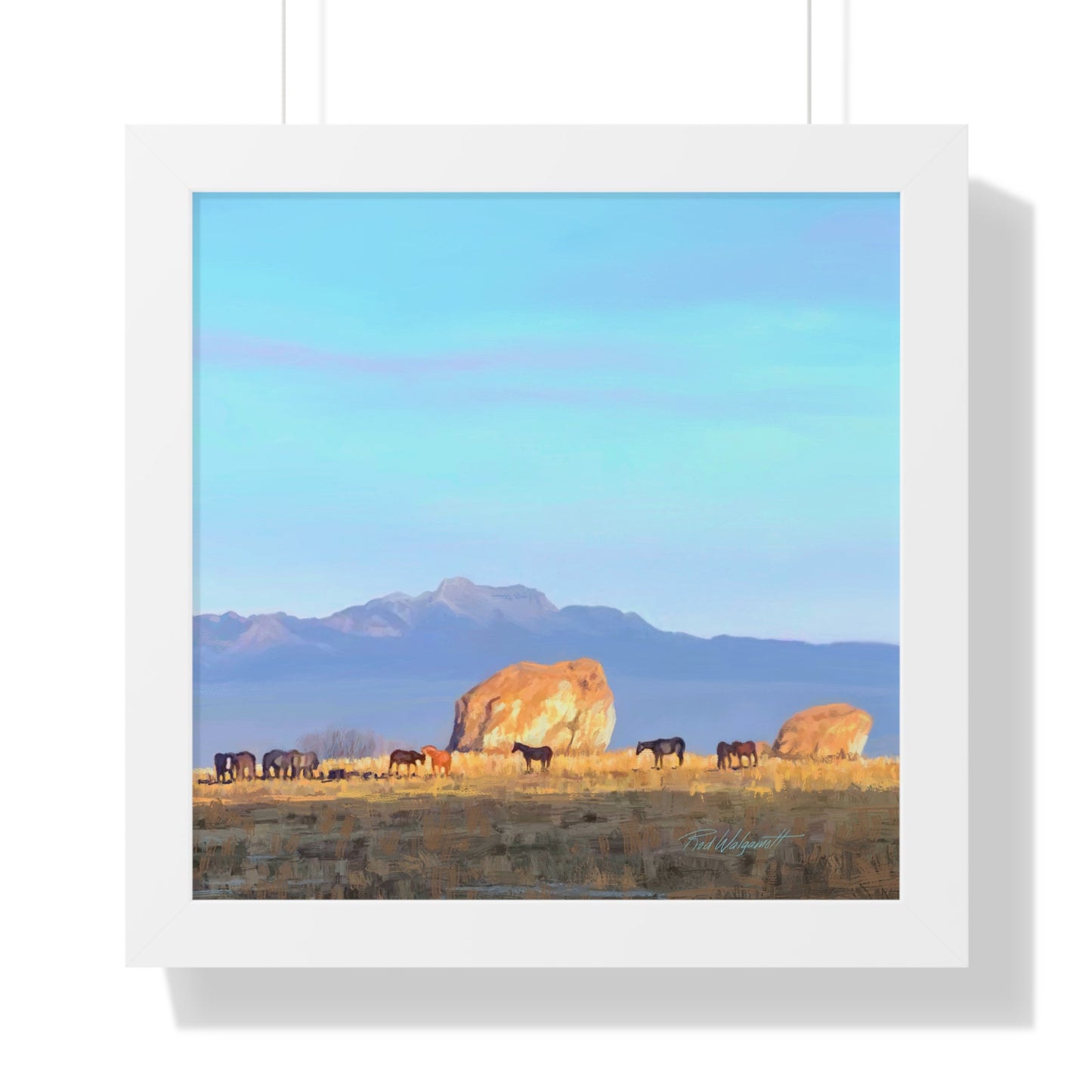 Framed Matte Print, Horses at Adobe Rock, by Rod Walgamott