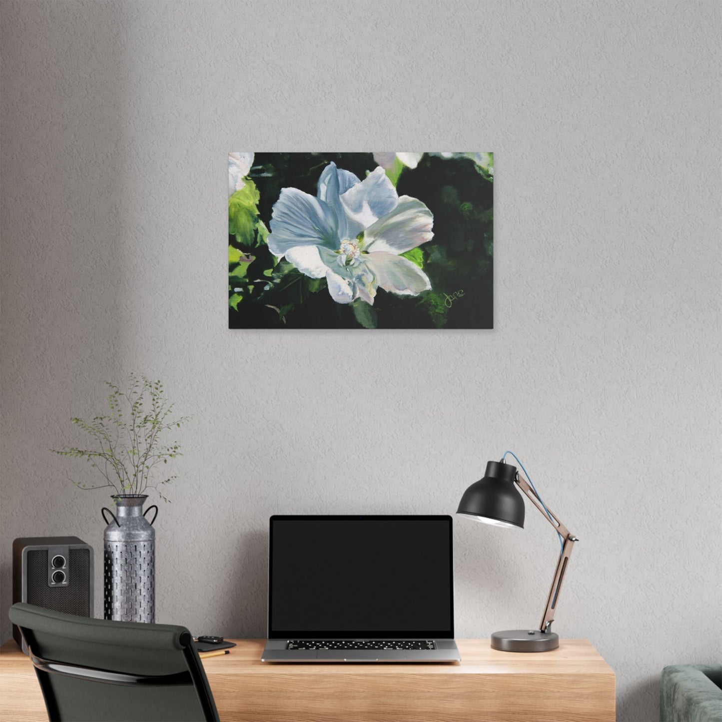 Classic Stretched Canvas, White Rose of Sharon by Jane Autry