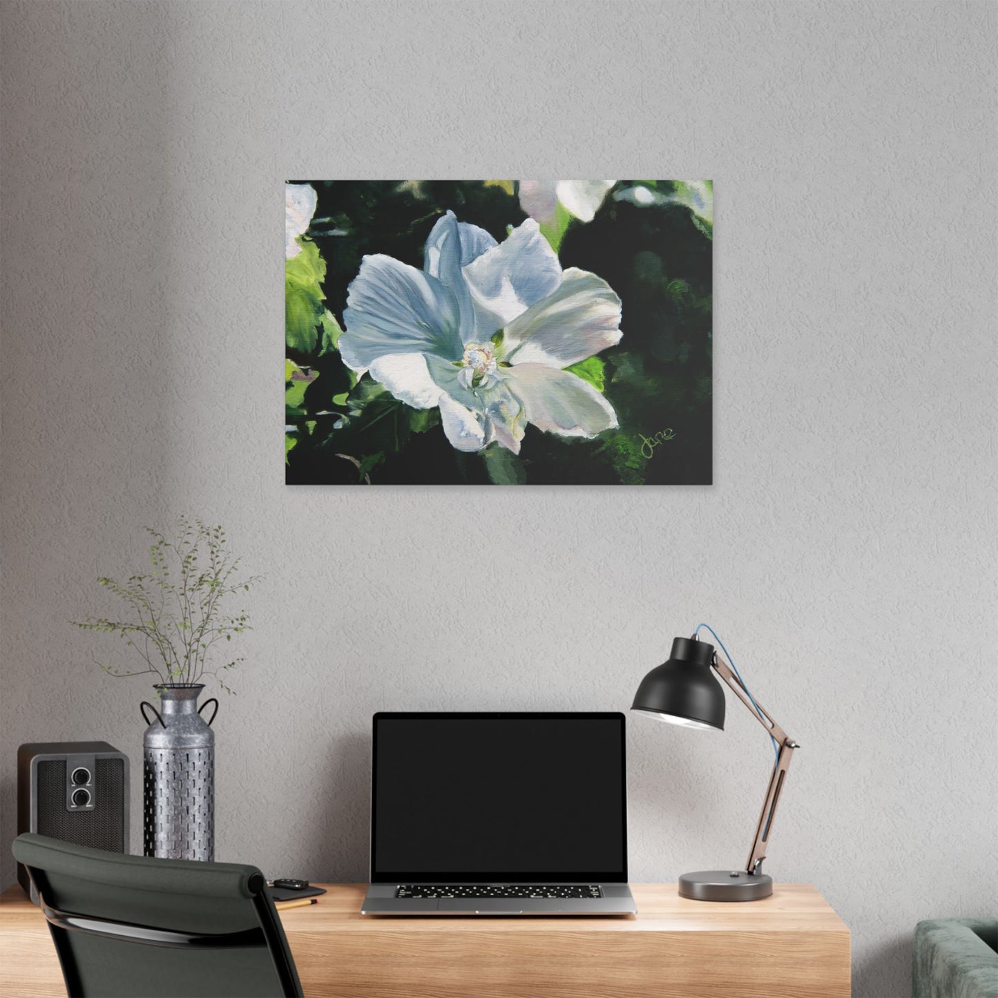 Classic Stretched Canvas, White Rose of Sharon by Jane Autry