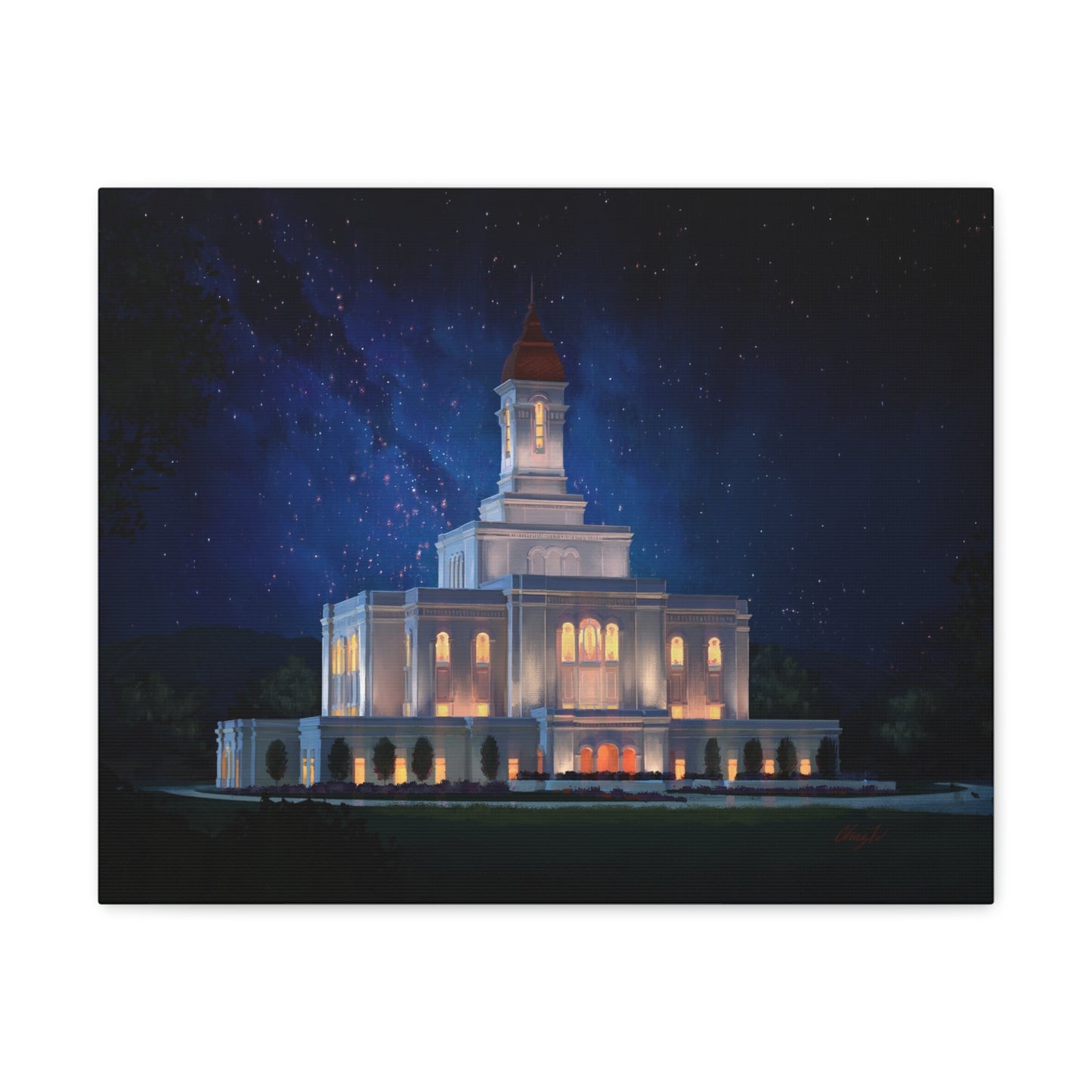 Canvas Gallery Wrap--Deseret Peak Temple--Night Sky, by Chaz Walgamott