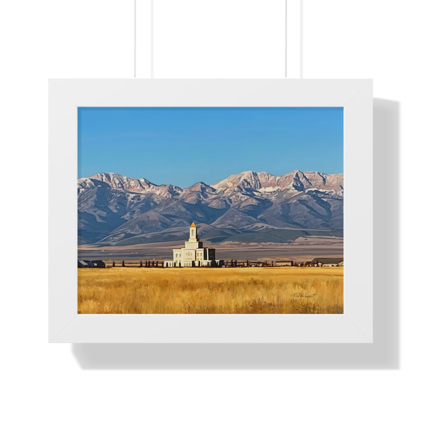Premium Matte Print--Framed, Deseret Peak Temple and Deseret Peak, by Rod Walgamott