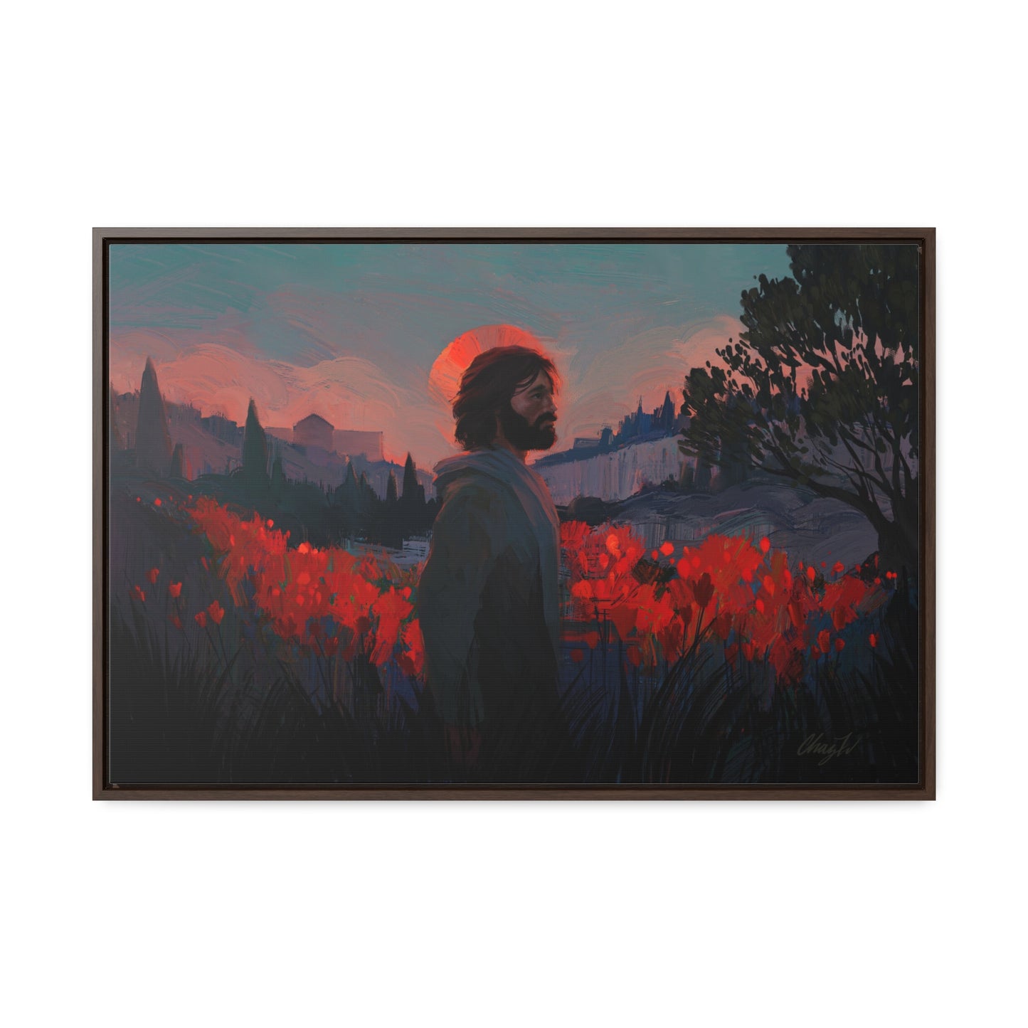 Stretched Canvas Print in Wood Frame, "Though as Scarlet" by Chaz Walgamott
