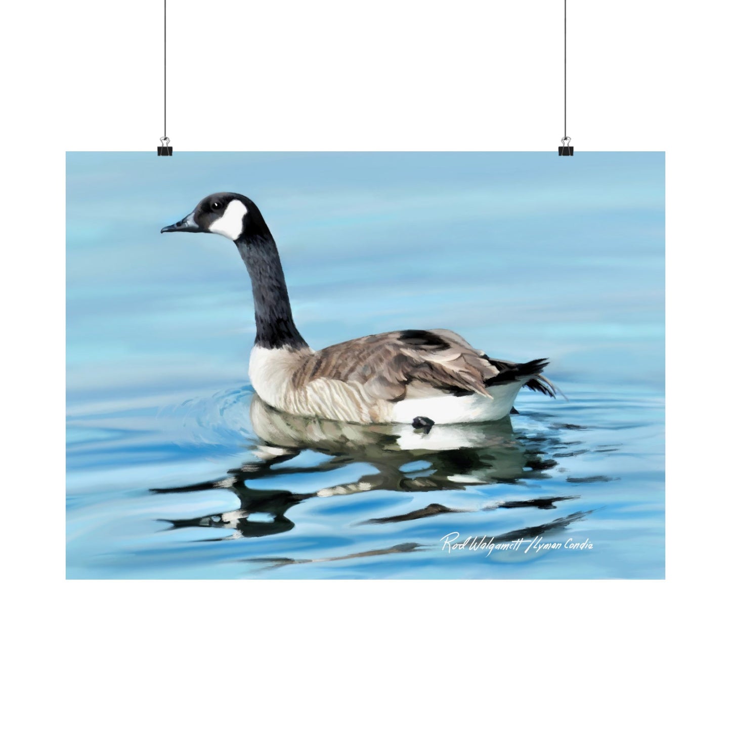 Premium Matte Print, Canada Goose on Stansbury Lake, by Rod Walgamott (Reference Photo by Lyman Condie)