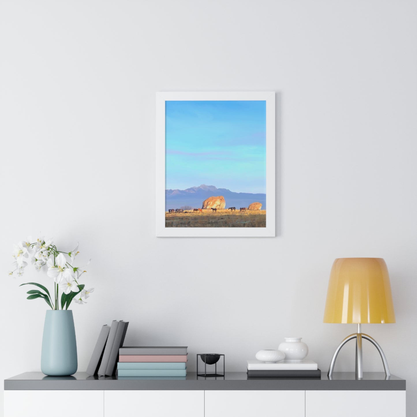 Framed Matte Print, Horses at Adobe Rock, by Rod Walgamott