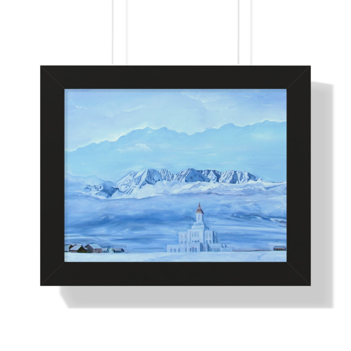 Premium Matte Print--Framed, Deseret Peak Temple-Hope in the Bleak of Winter, by Jane Autry
