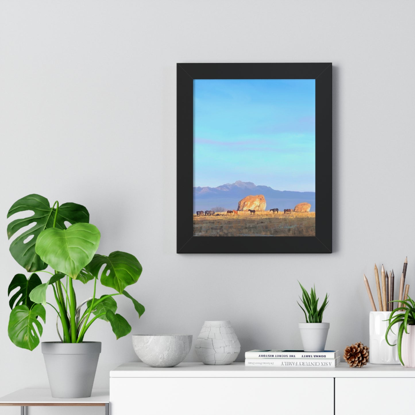 Framed Matte Print, Horses at Adobe Rock, by Rod Walgamott
