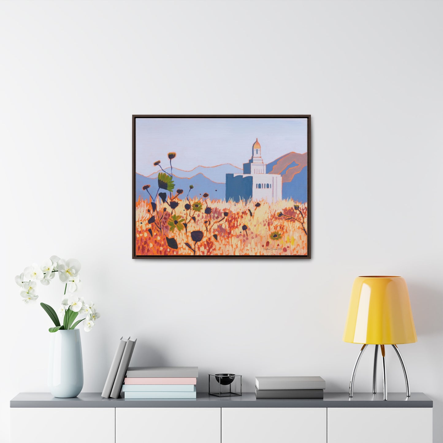 Stretched Canvas Print in Wood Frame--Deseret Peak Temple by Shellece Durfee