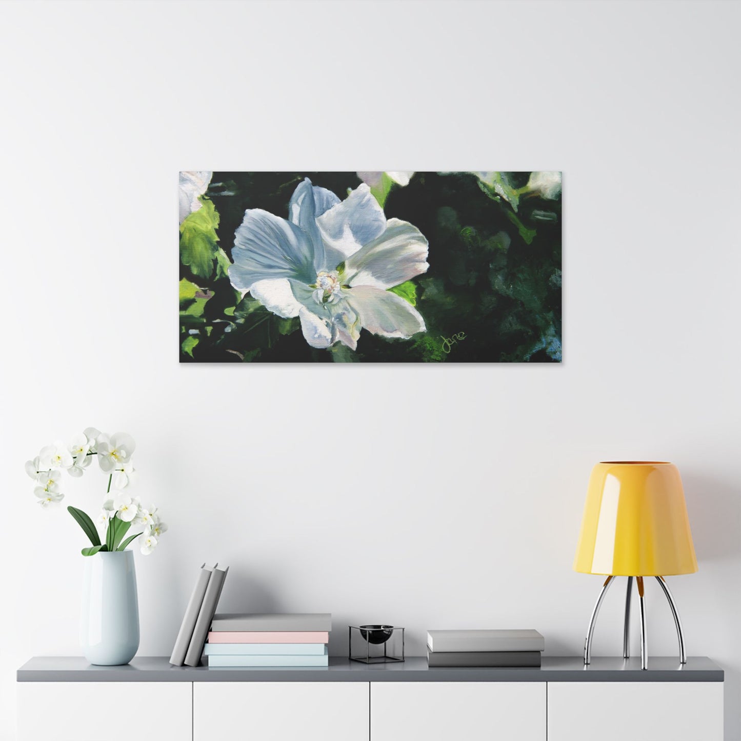 Classic Stretched Canvas, White Rose of Sharon by Jane Autry