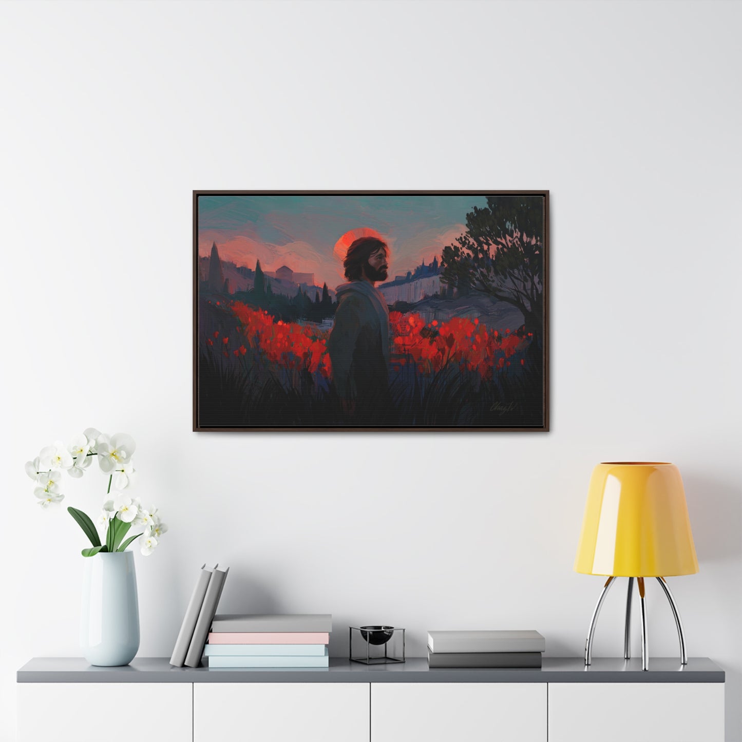 Stretched Canvas Print in Wood Frame, "Though as Scarlet" by Chaz Walgamott